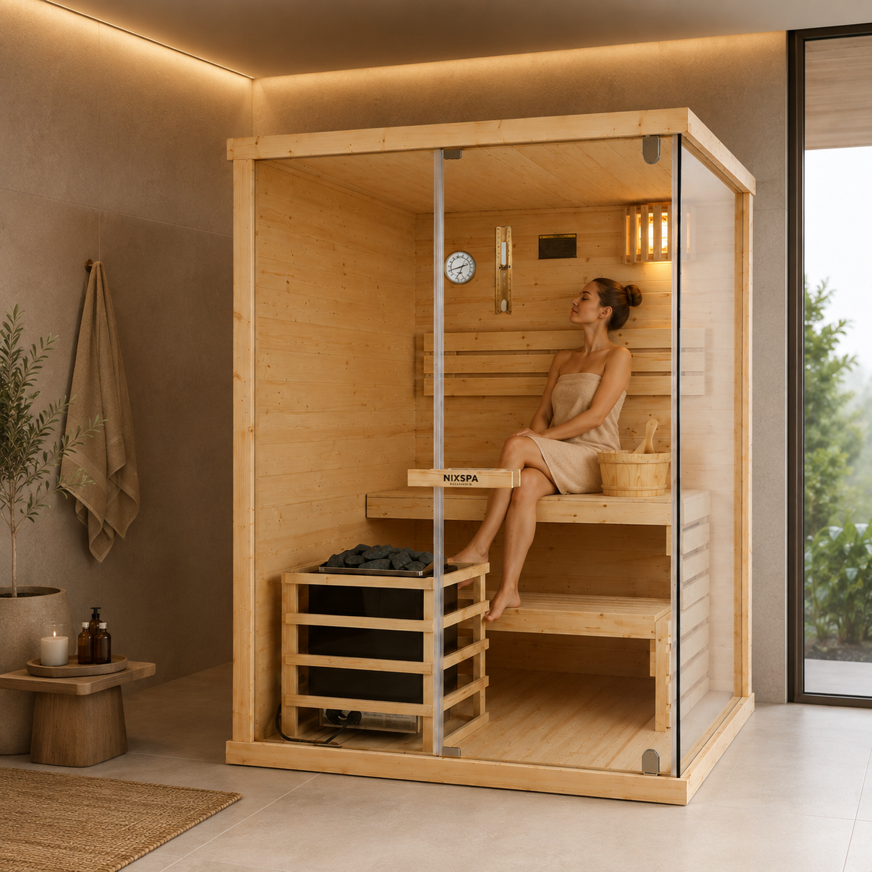Sauna Finlandesa para Casa 2 Personas Madera de Abeto