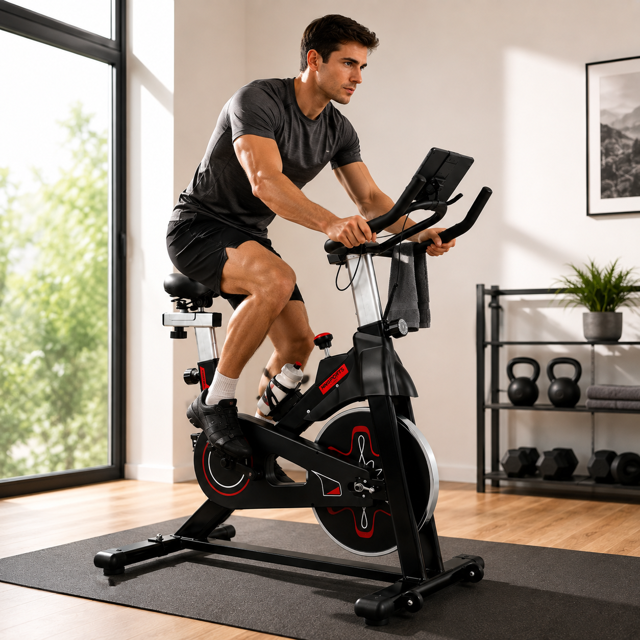 Spinning-Heimtrainer mit verstellbarem Widerstand und LCD-Bildschirm