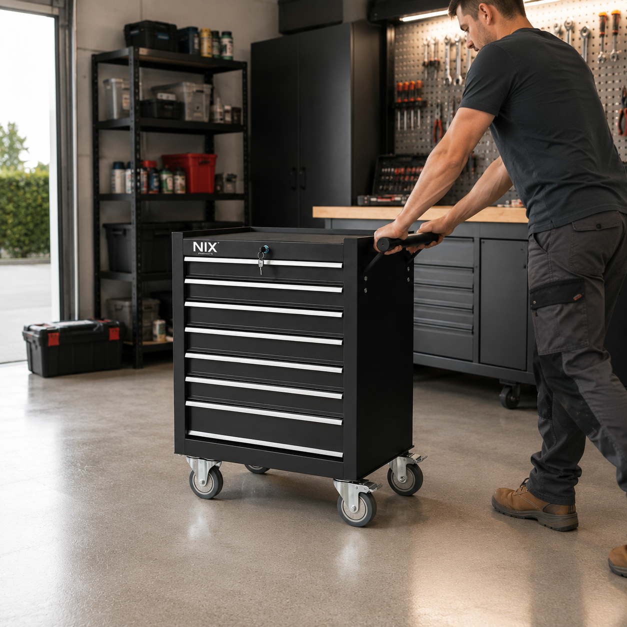 Metalen gereedschapswagen met 7 laden