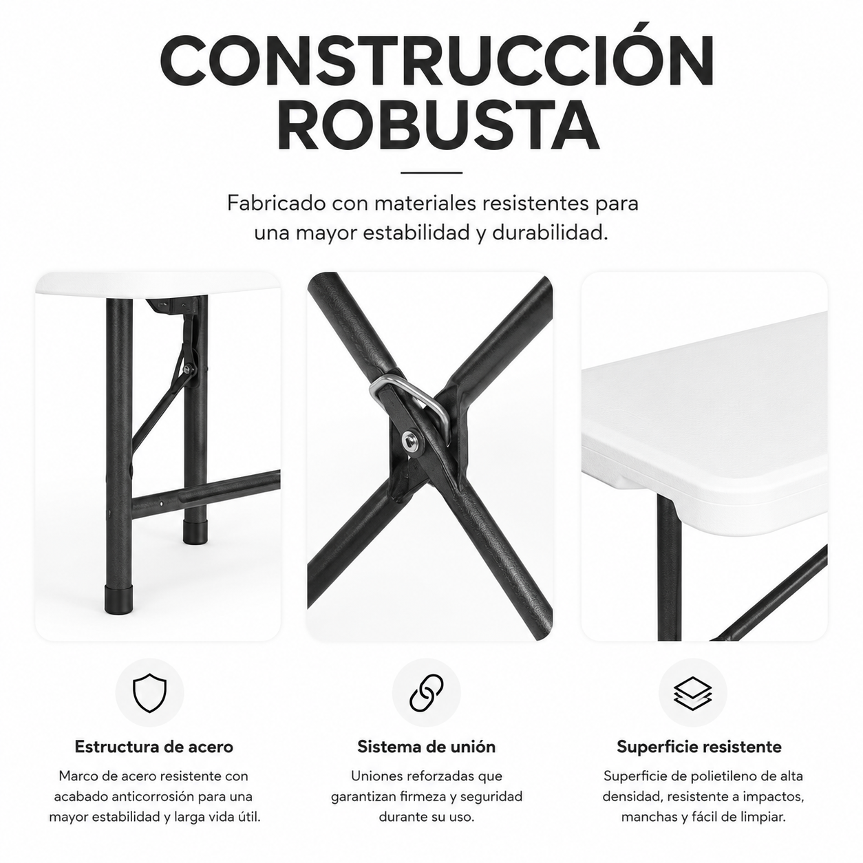 Conjunto Mesa Plegable Con 2 Bancos Para Jardín 180x74x72 cm