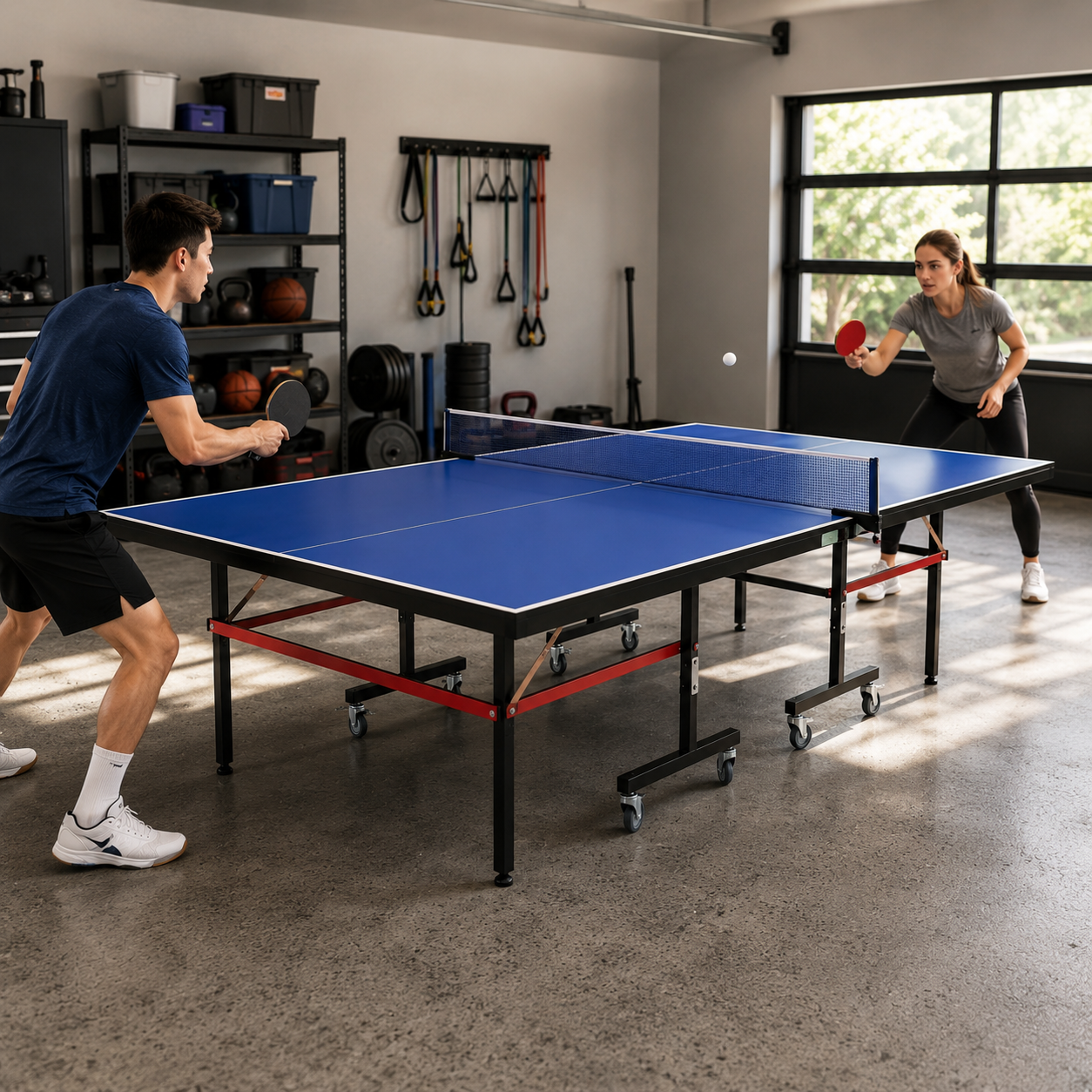 Compacte opvouwbare pingpongtafel met net