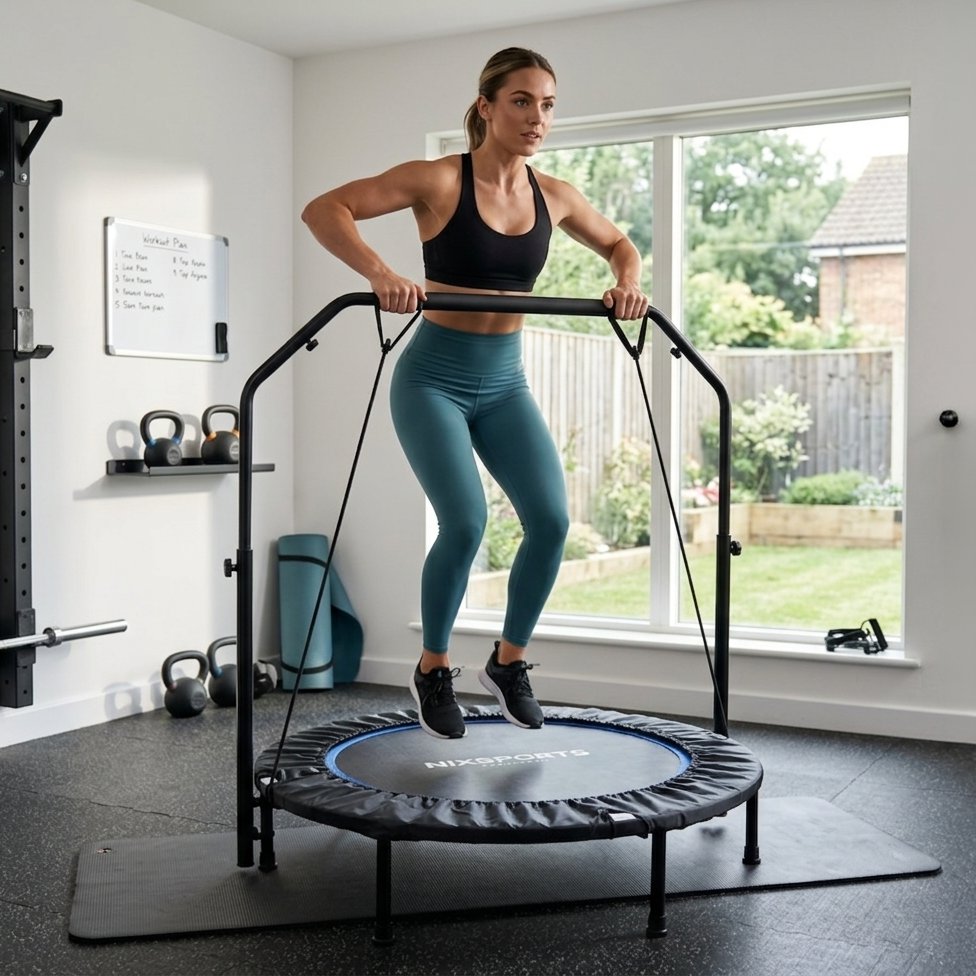 Trampolín Fitness 3 en 1 con Barra Ajustable