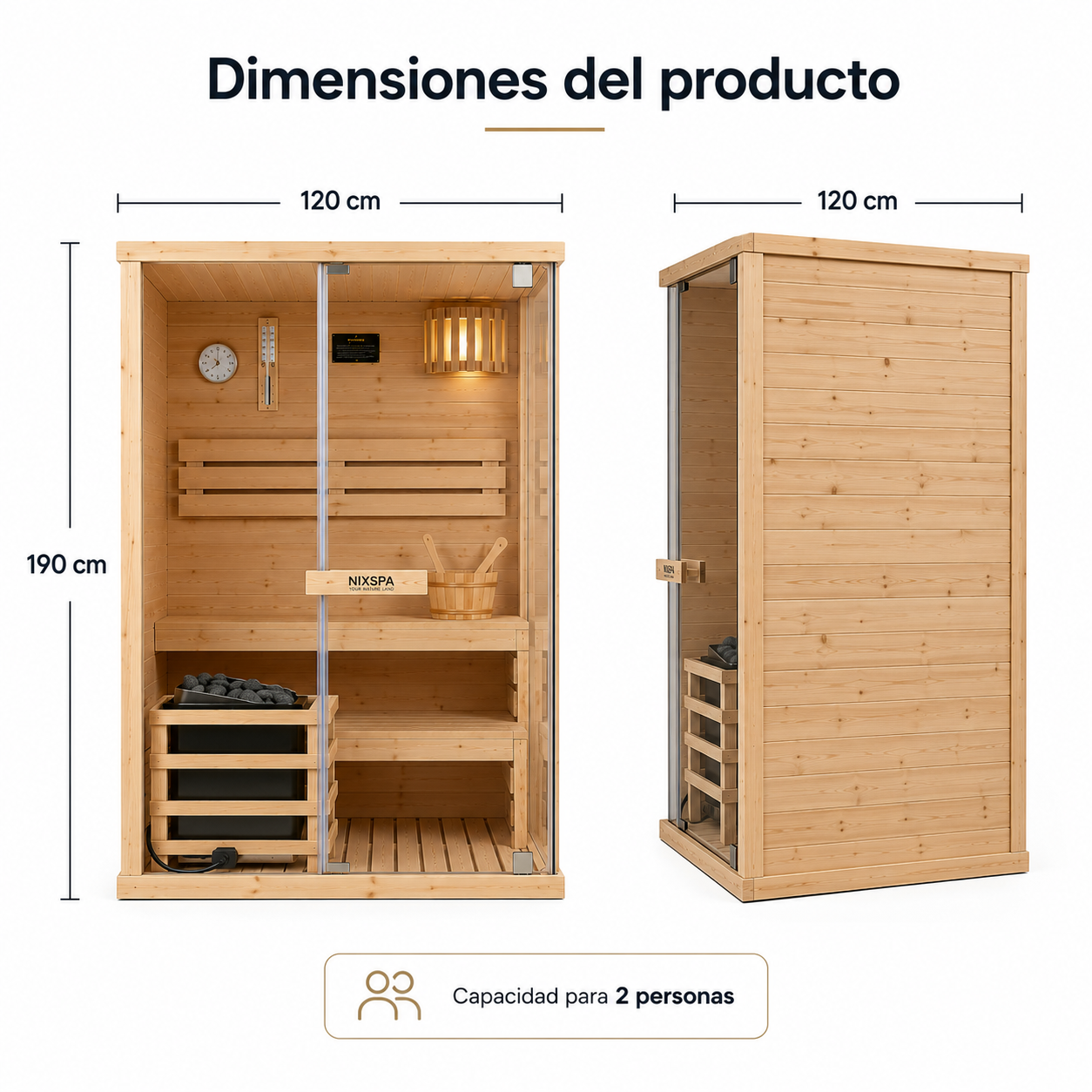 Sauna Finlandais pour Maison 2 Personnes en Bois d'Épicéa