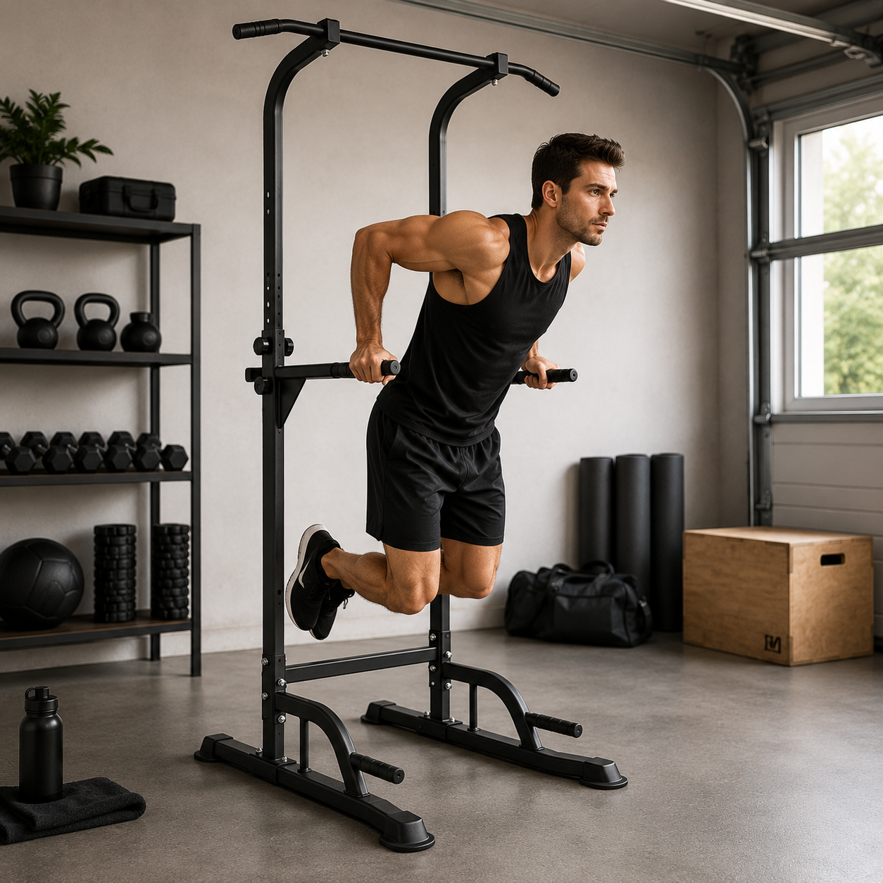 Multifunctioneel optrek- en dipstation, 170-210 cm