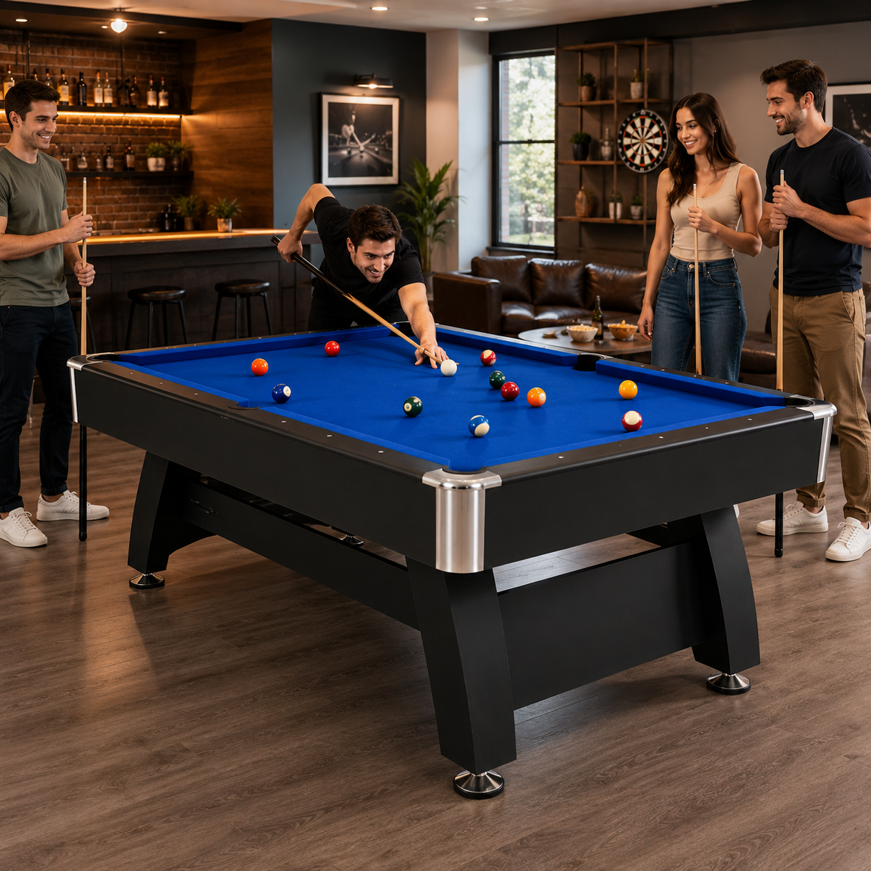 Amerikaanse pooltafel met automatische ballenretour