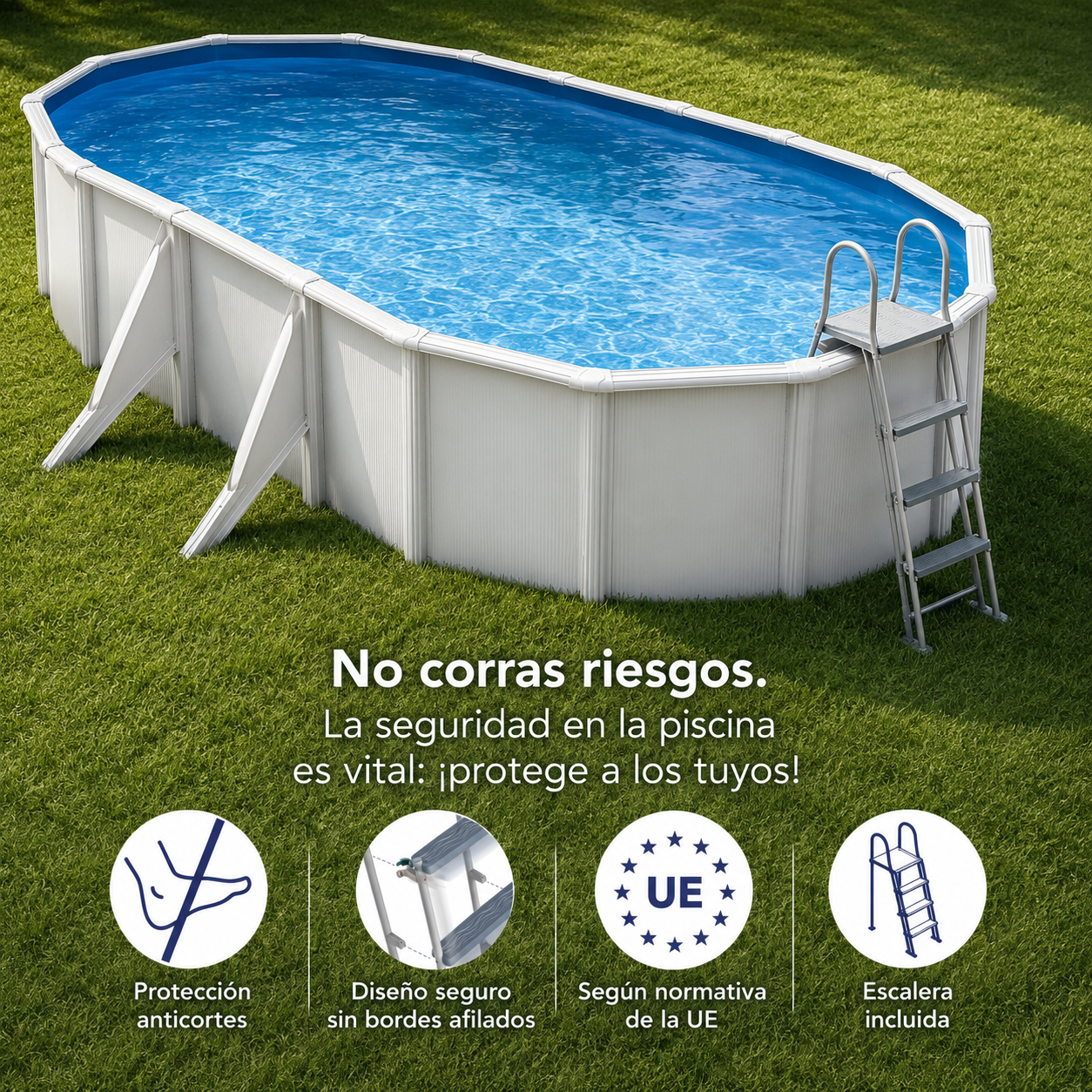 Piscine hors sol Gre Wet ovale tôle blanche avec filtreur