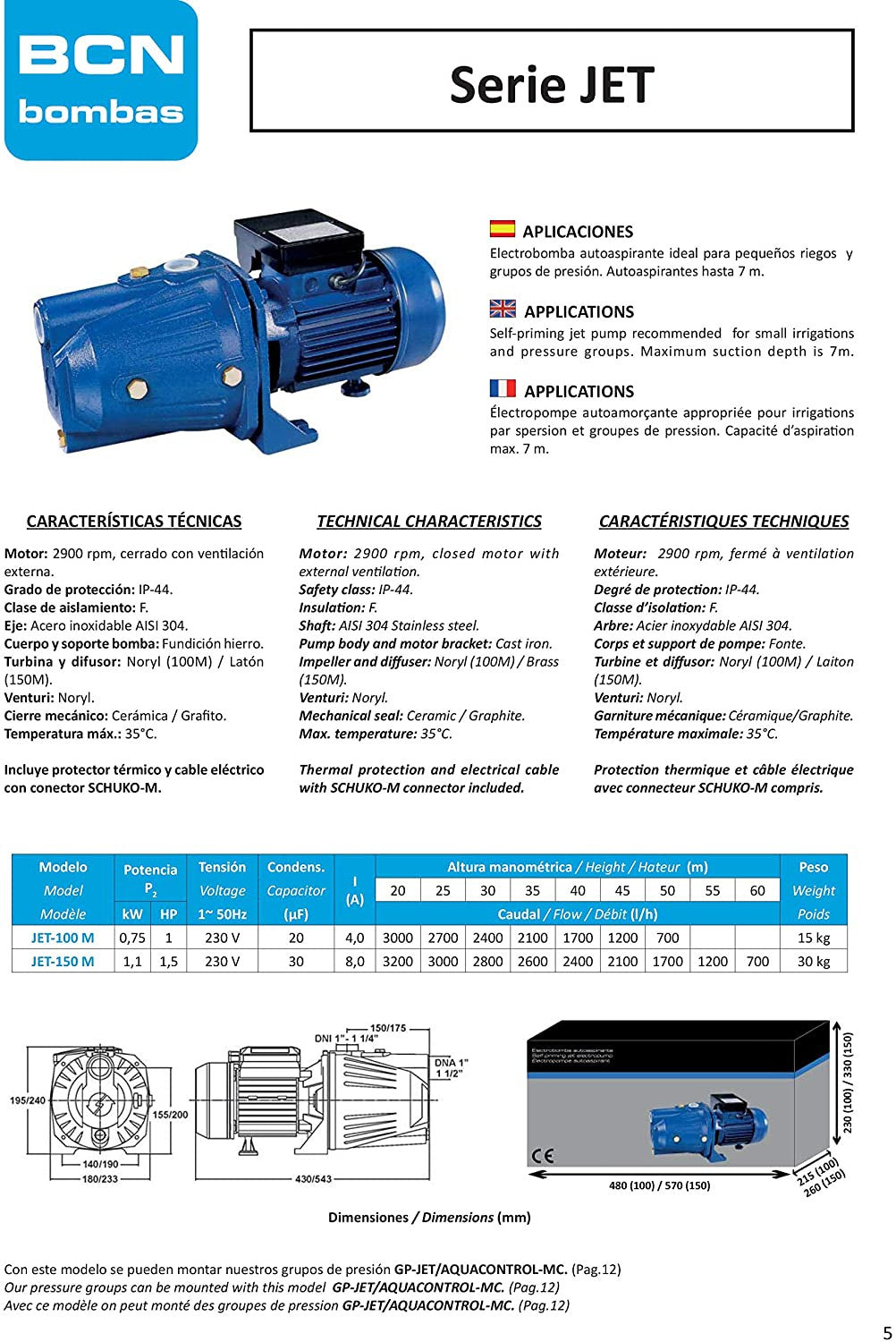 BCN Pumps - Jet Autaspirant Water Pump