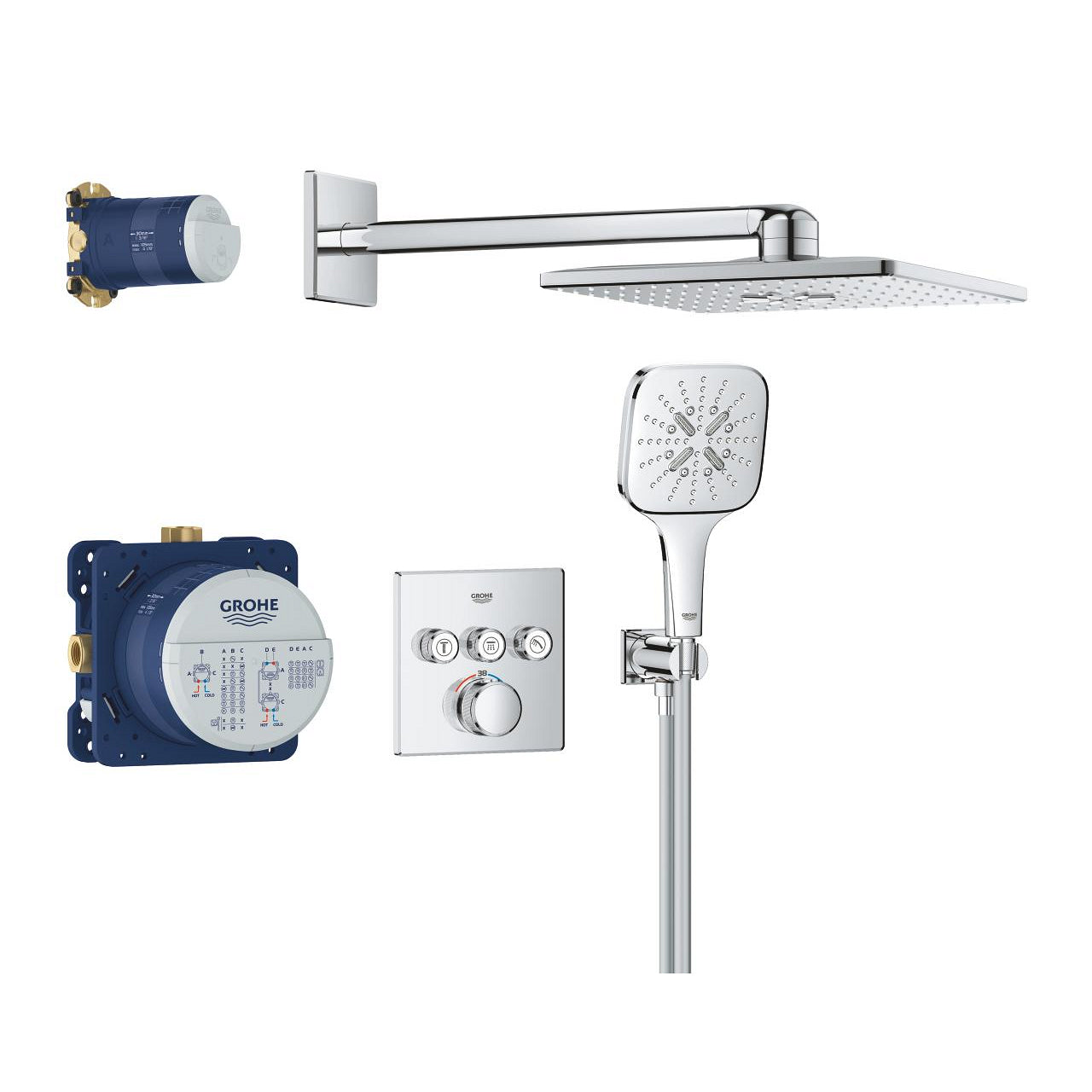 Grohe - Grohtherm SmartControl Empolt mit Wanddusche Rinshower SmartTive 310 Würfel