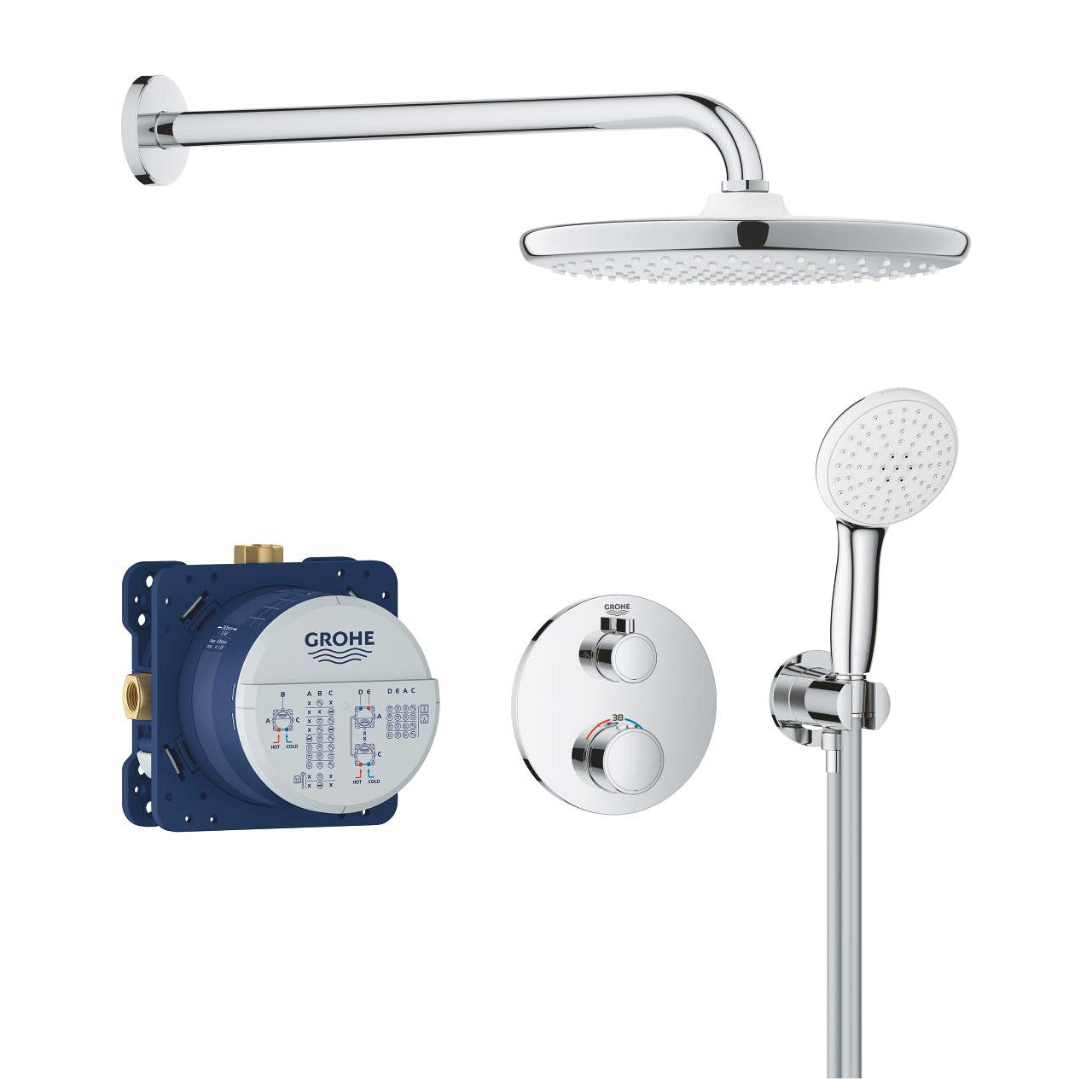 Grohe - Grohtherm Tempesta 250 conjunto de duche encastrável com chuveiro suspenso