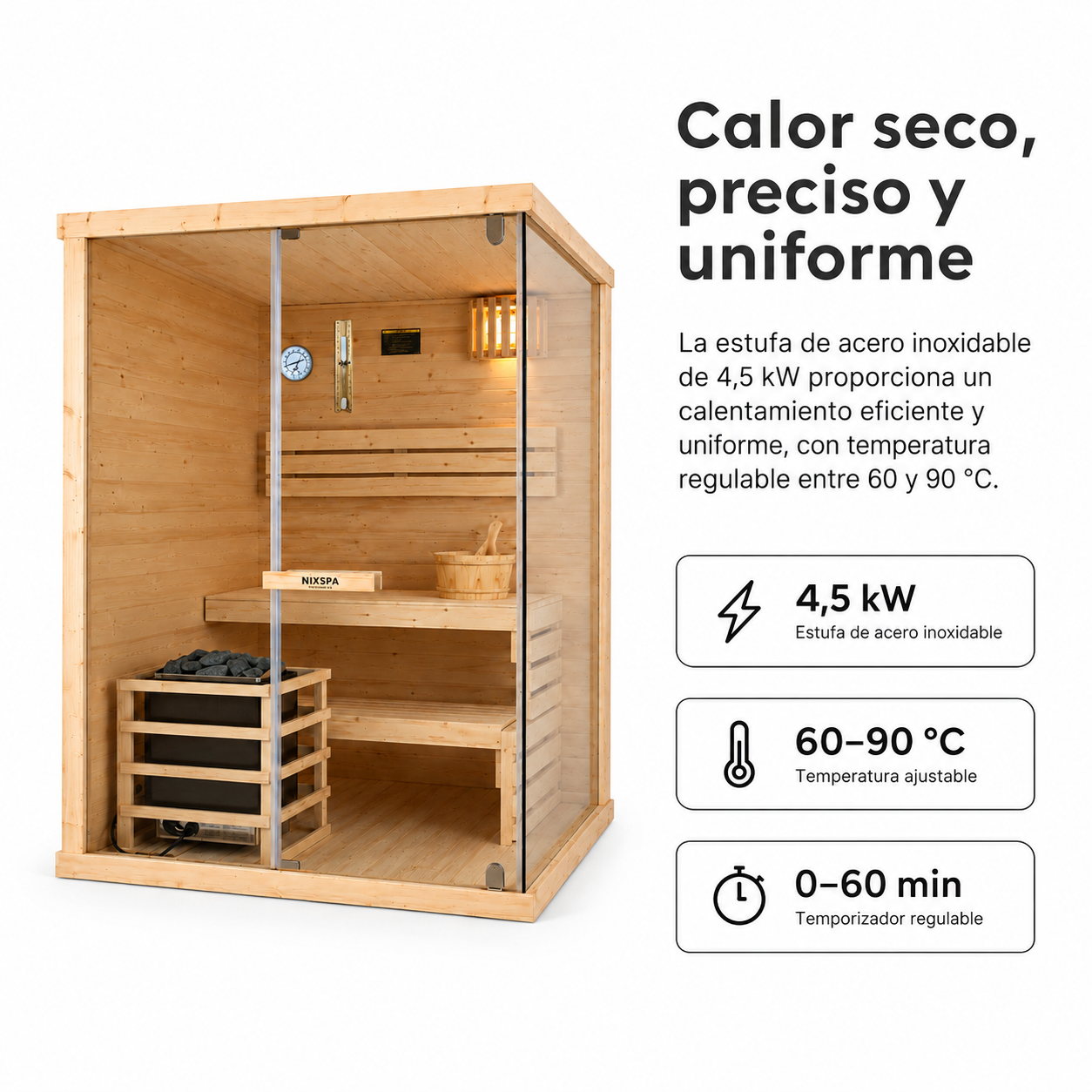 Sauna Finlandesa para Casa 2 Personas Madera de Abeto