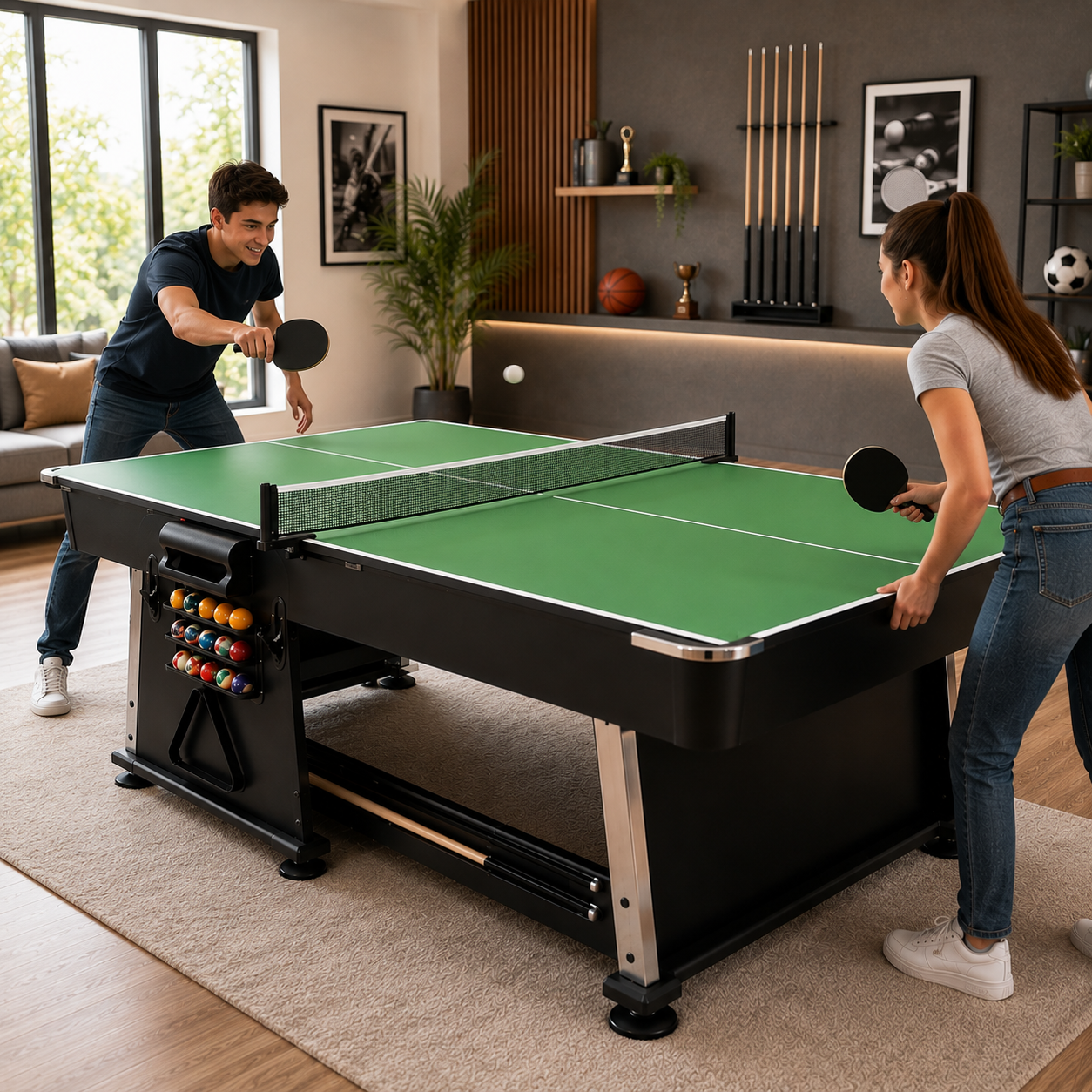 3-in-1-multispeltafel: pool en pingpong, 210 cm