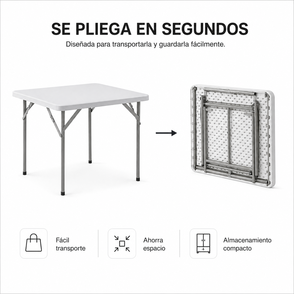 Tragbarer Klapptisch 84x84x74 cm Weiß