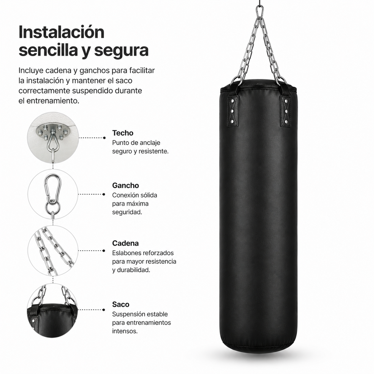 Saco de Boxe PU 120 Por 40 Cm Corrente Reforçada