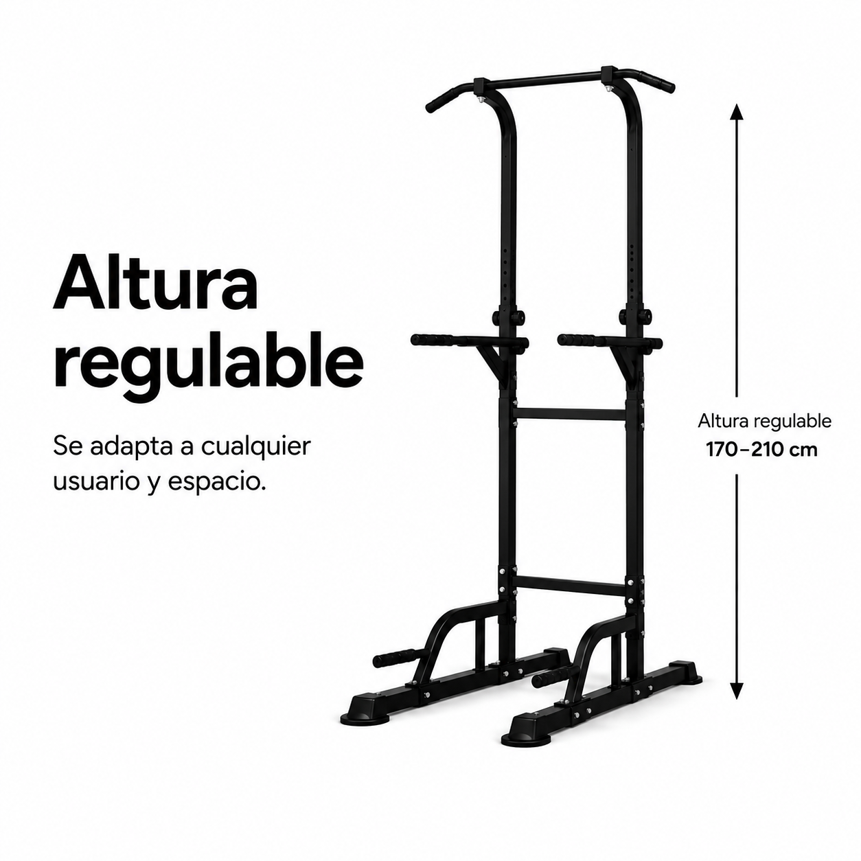 Multifunctioneel optrek- en dipstation, 170-210 cm