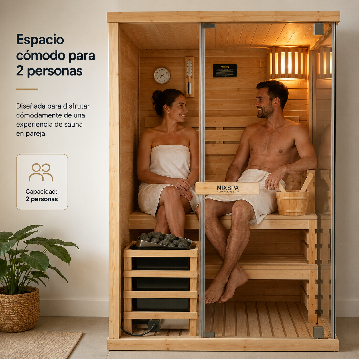 Sauna Finlandais pour Maison 2 Personnes en Bois d'Épicéa