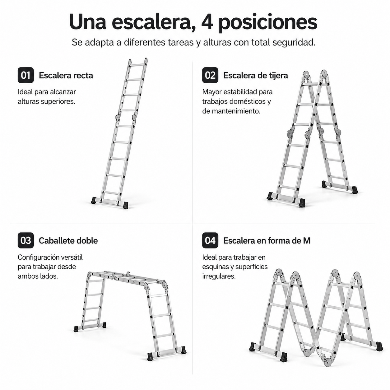 Opvouwbare aluminium multifunctionele ladder 4-in-1