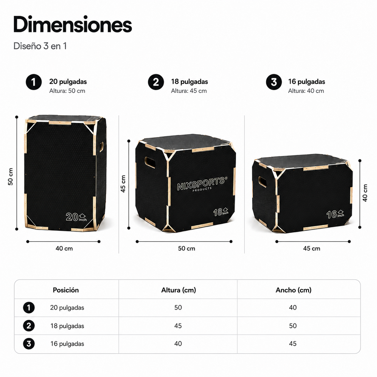 Antislip plyometrische box, 16/18 inch