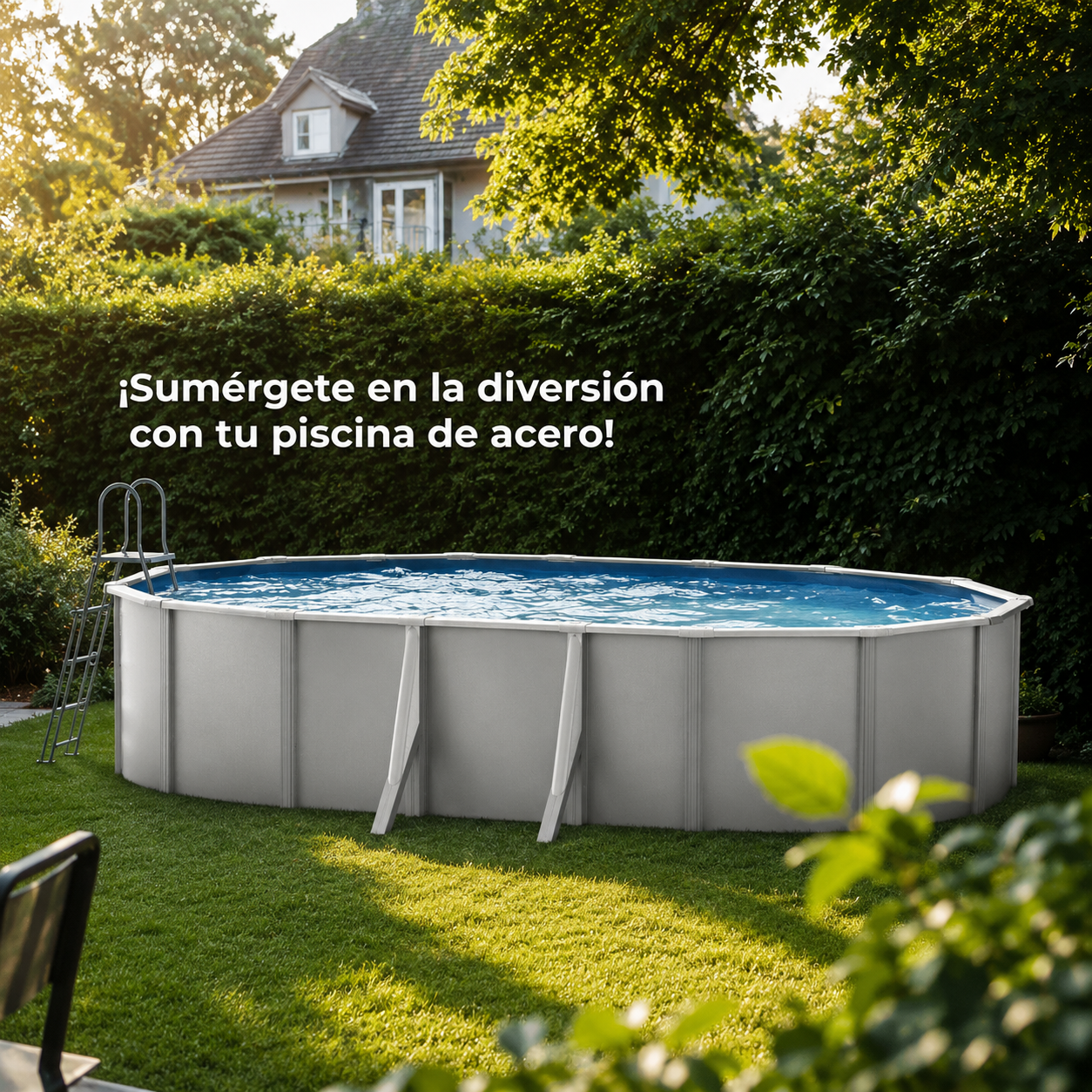 Piscine hors sol Gre Wet ovale tôle blanche avec filtreur