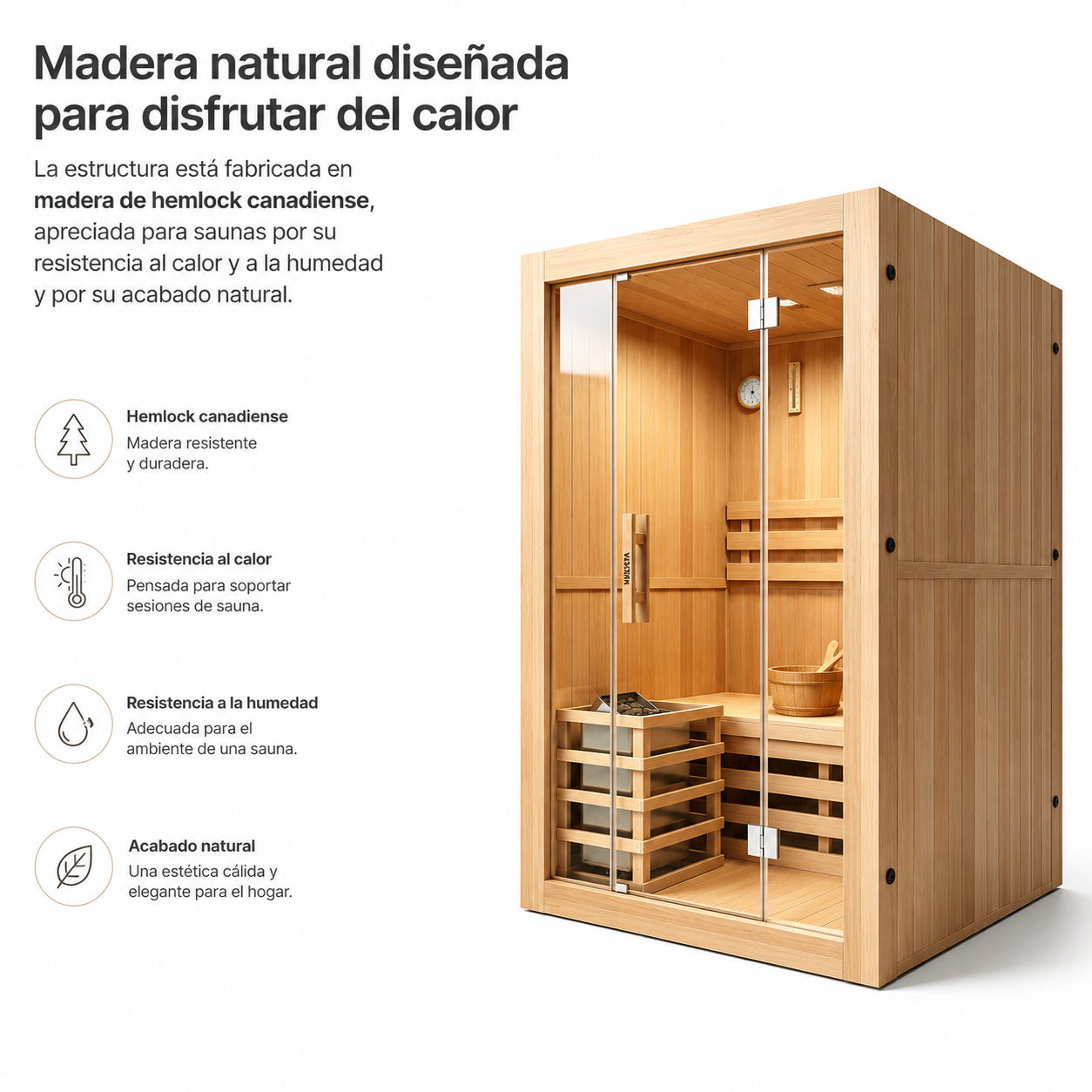 Sauna finlandese per 2 persone in legno Hemlock canadese