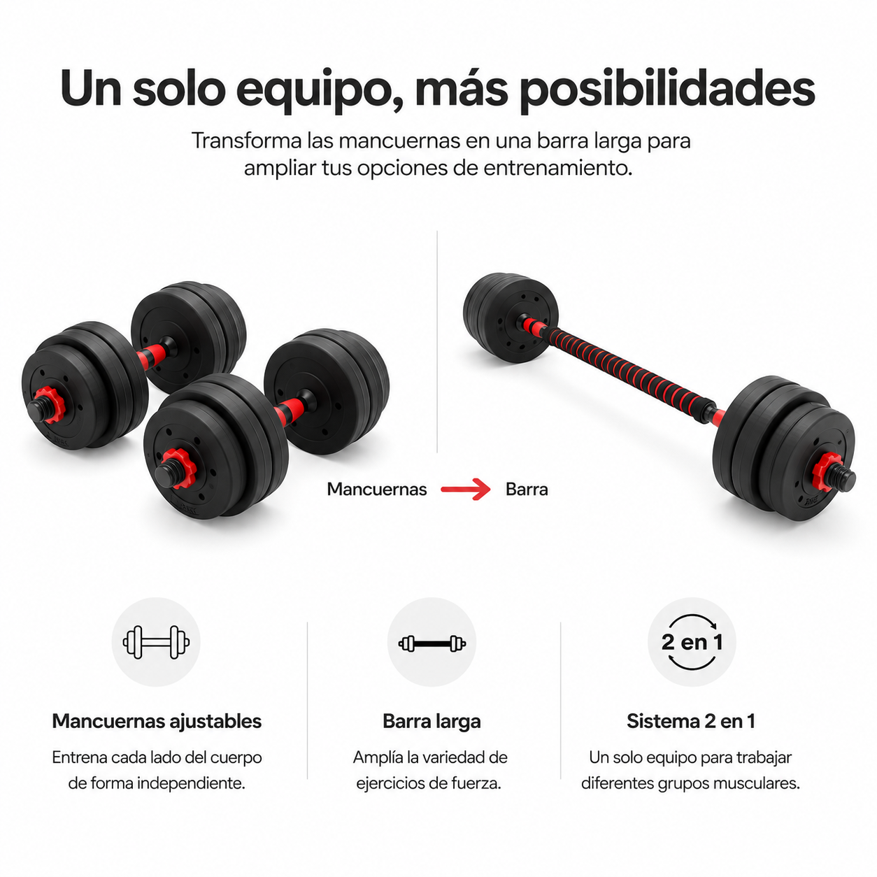 Halteres Ajustáveis com Barra Multifunções 30 Kg