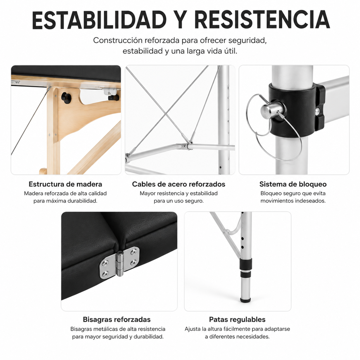 Camilla De Masaje Plegable 60 cm Altura Regulable Reposacabezas Nix Spa