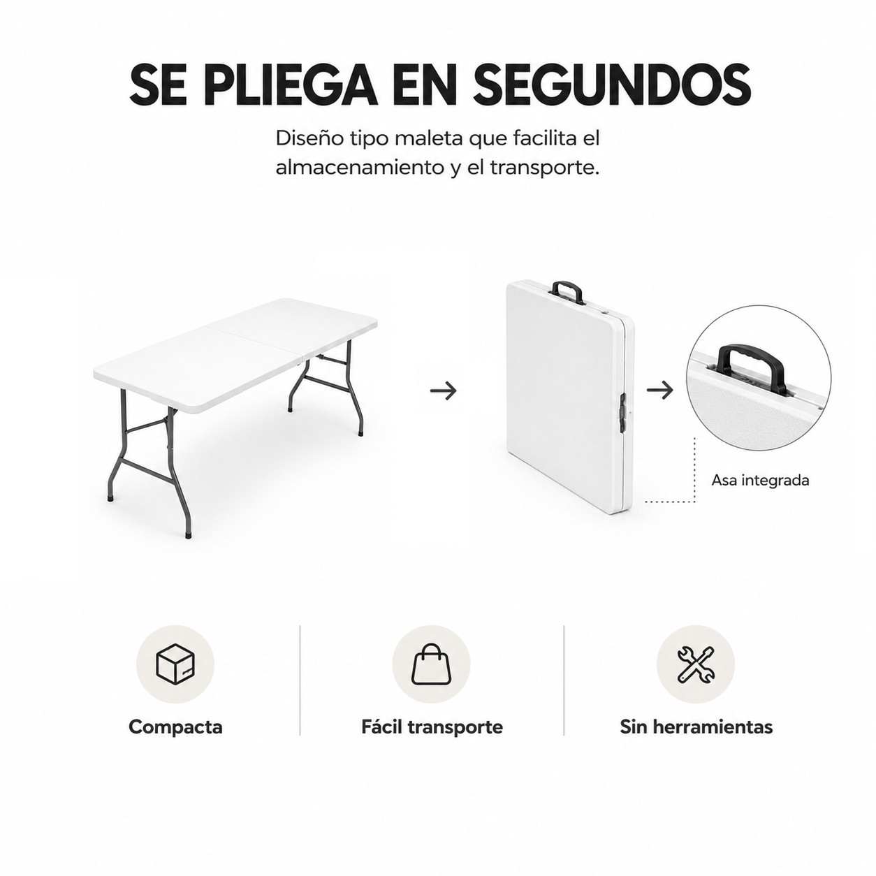 Mesa Dobrável Jardim Portátil 180x74x74 cm