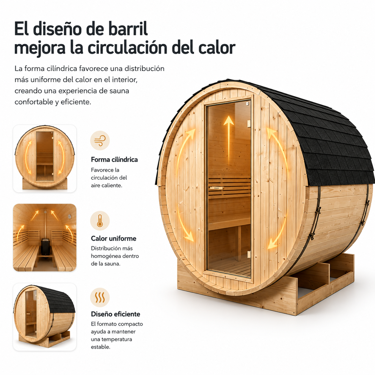 Sauna a botte da esterno per giardino 3-4 persone in legno di abete 6 kW tetto a tegole