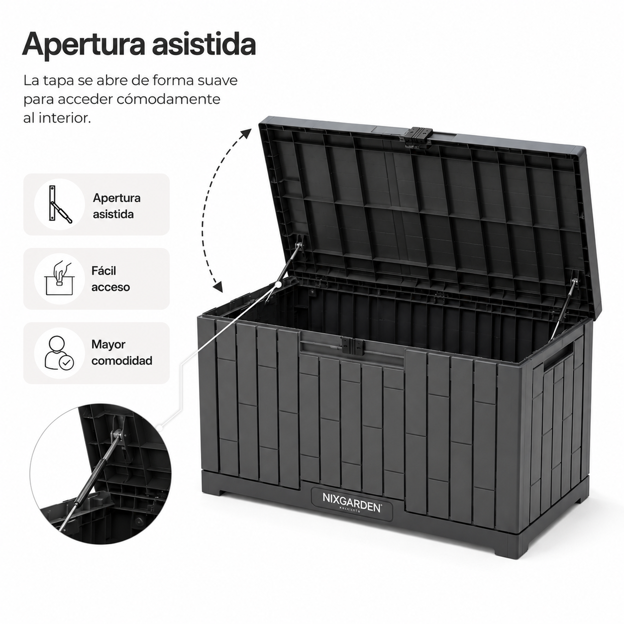 Arcón Jardín Antracita Resina Resistente Efecto Rattan Impermeable