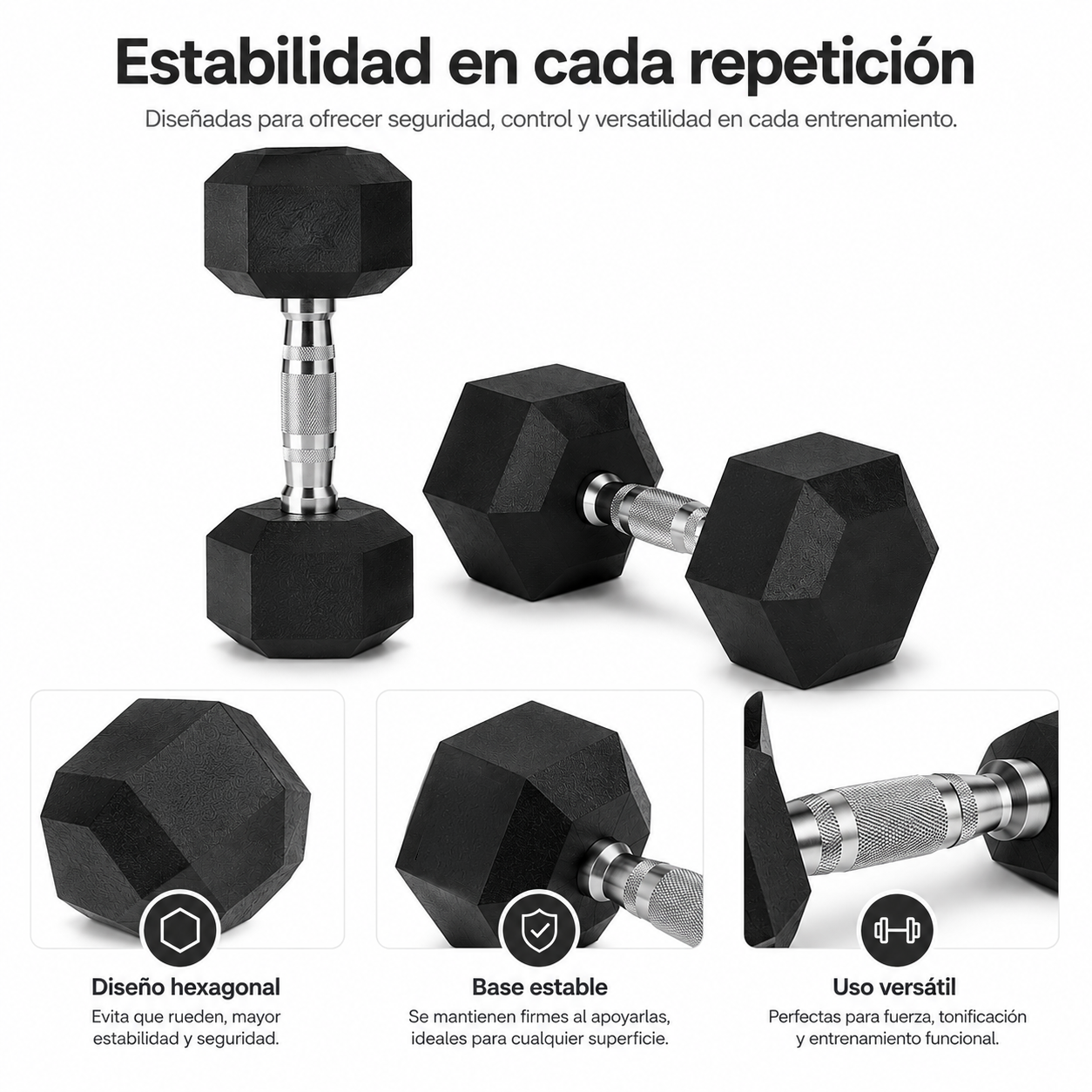 Pack de 2 Halteres Hexagonais 7,5 Kg Pegada Antideslizante