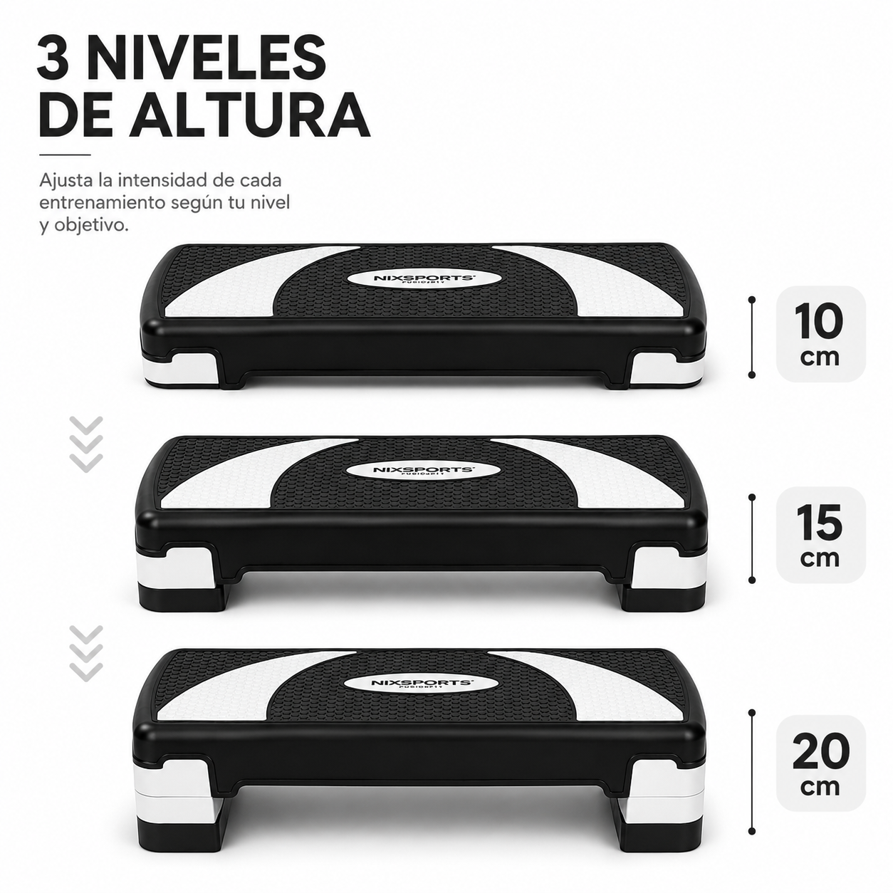 Step Aeróbico Regulable con 3 Alturas y Superficie Antideslizante