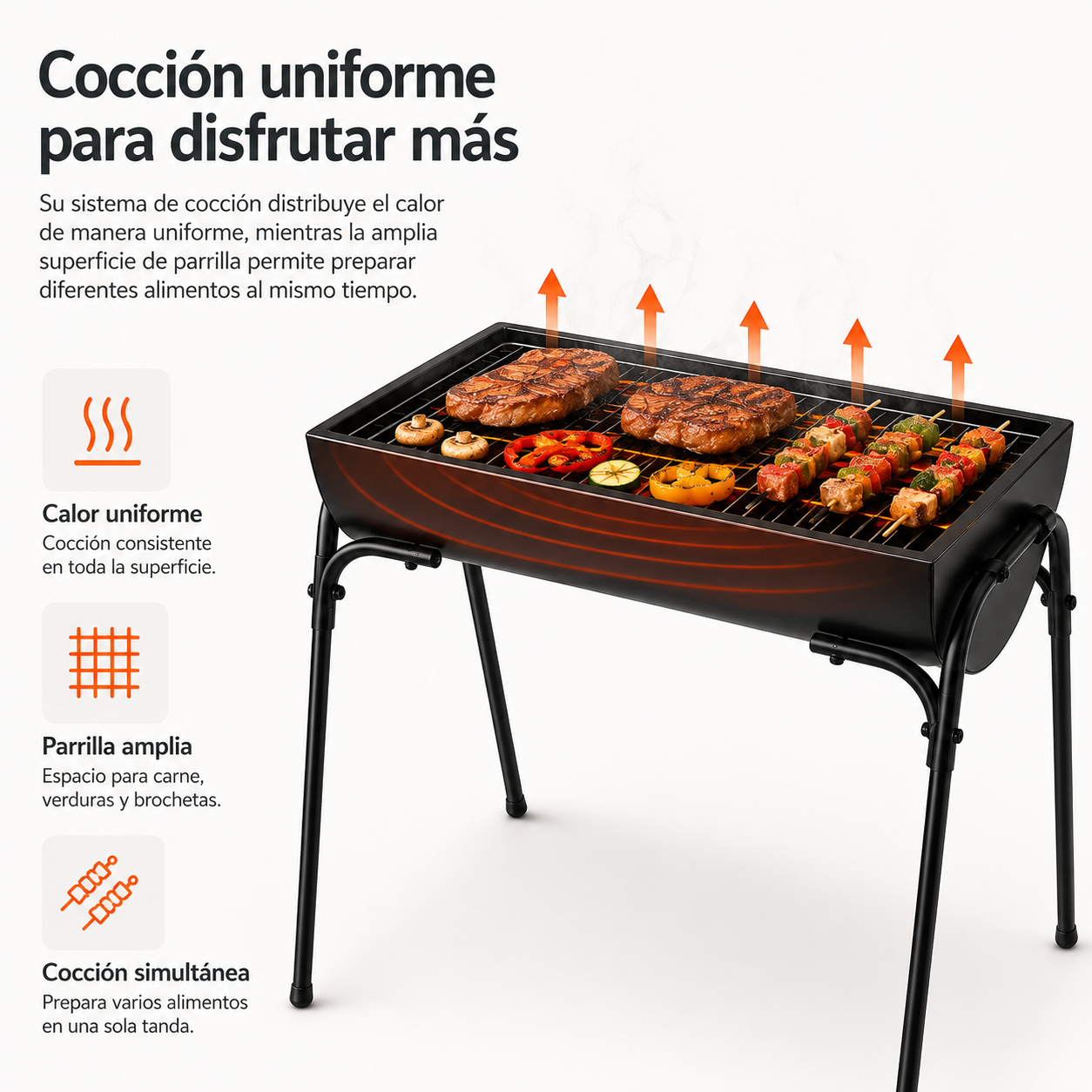 Barbecue portable au charbon extérieur avec grande grille