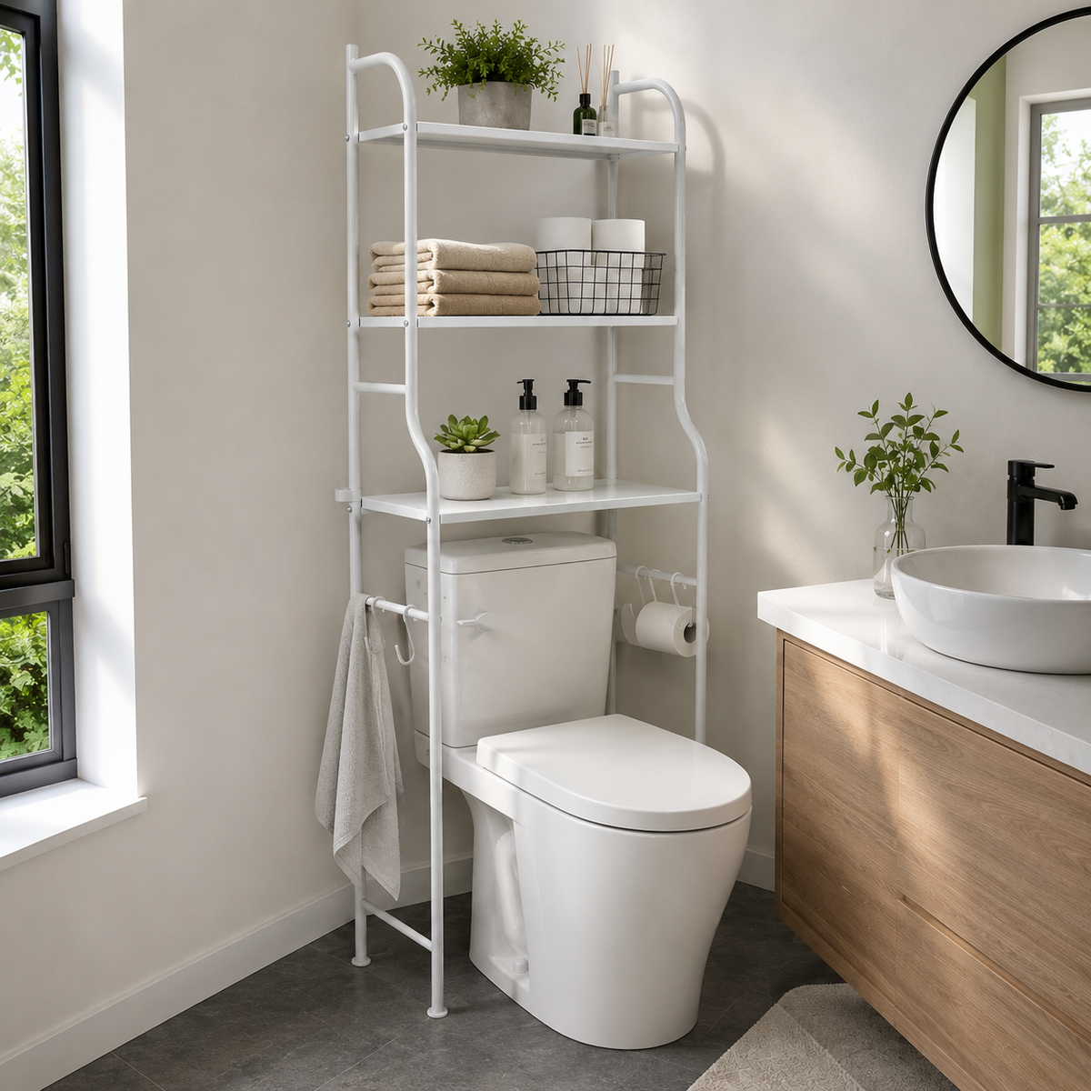 Toiletrek met 3 niveaus en haken