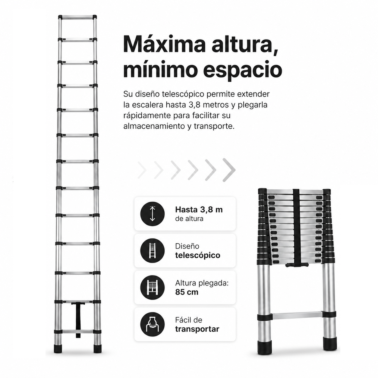 Teleskopleiter aus Aluminium, klappbar, 3,8 m