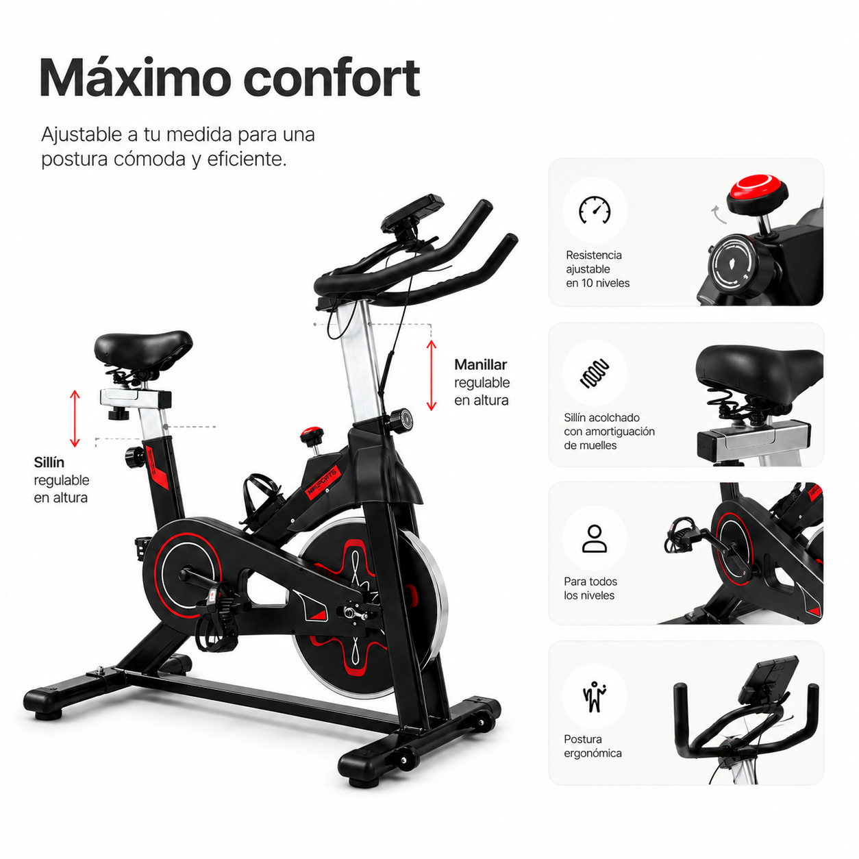 Spinning-Heimtrainer mit verstellbarem Widerstand und LCD-Bildschirm