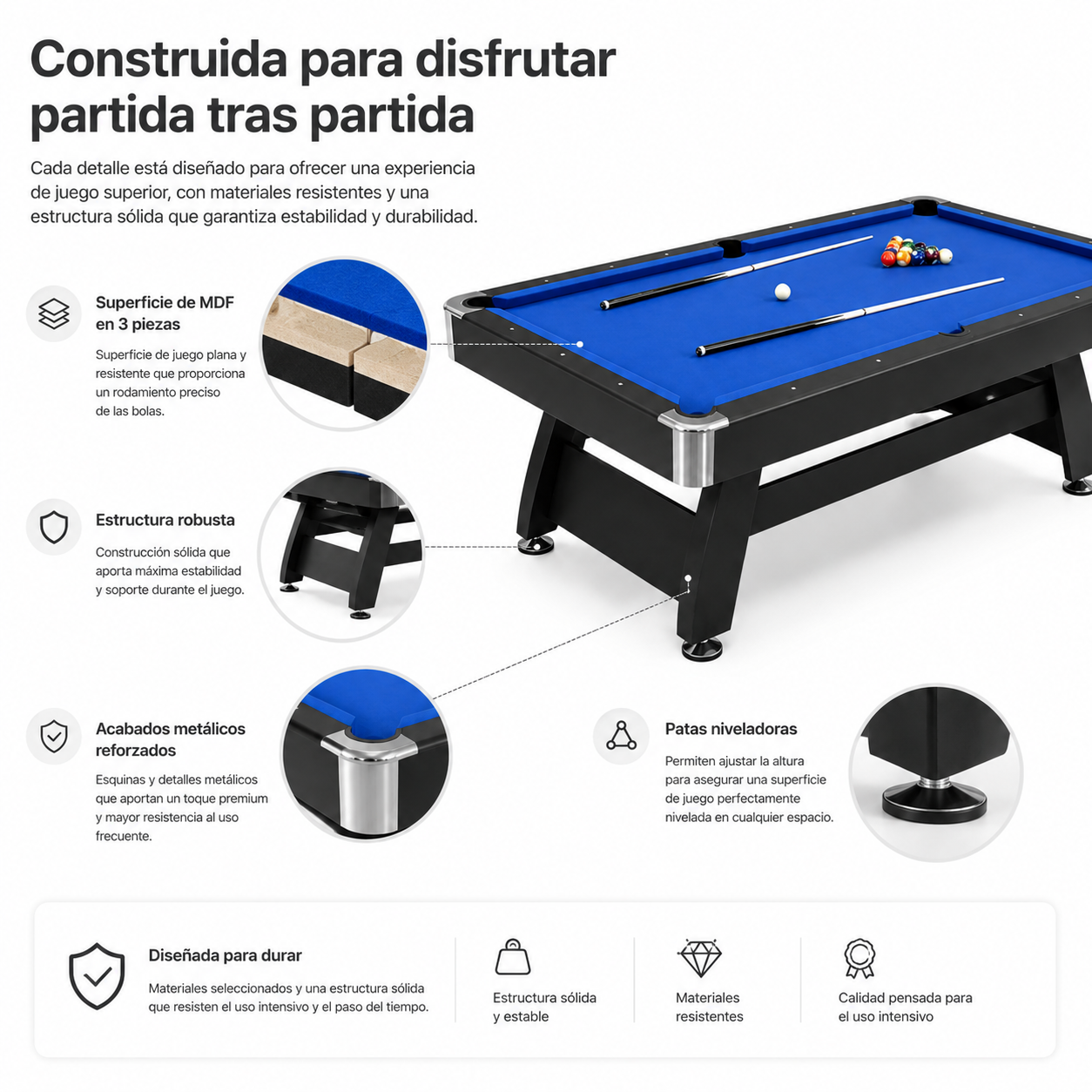 Amerikaanse pooltafel met automatische ballenretour