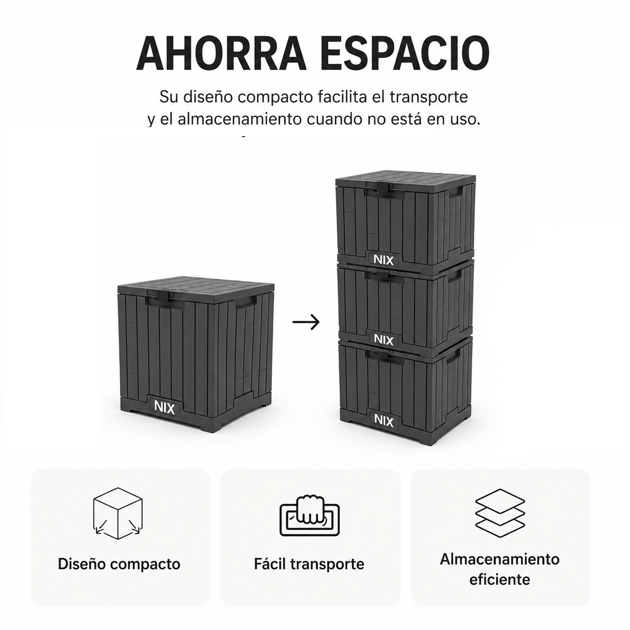 Arcón De Almacenaje Exterior Impermeable 130 L Con Tapa Reforzada
