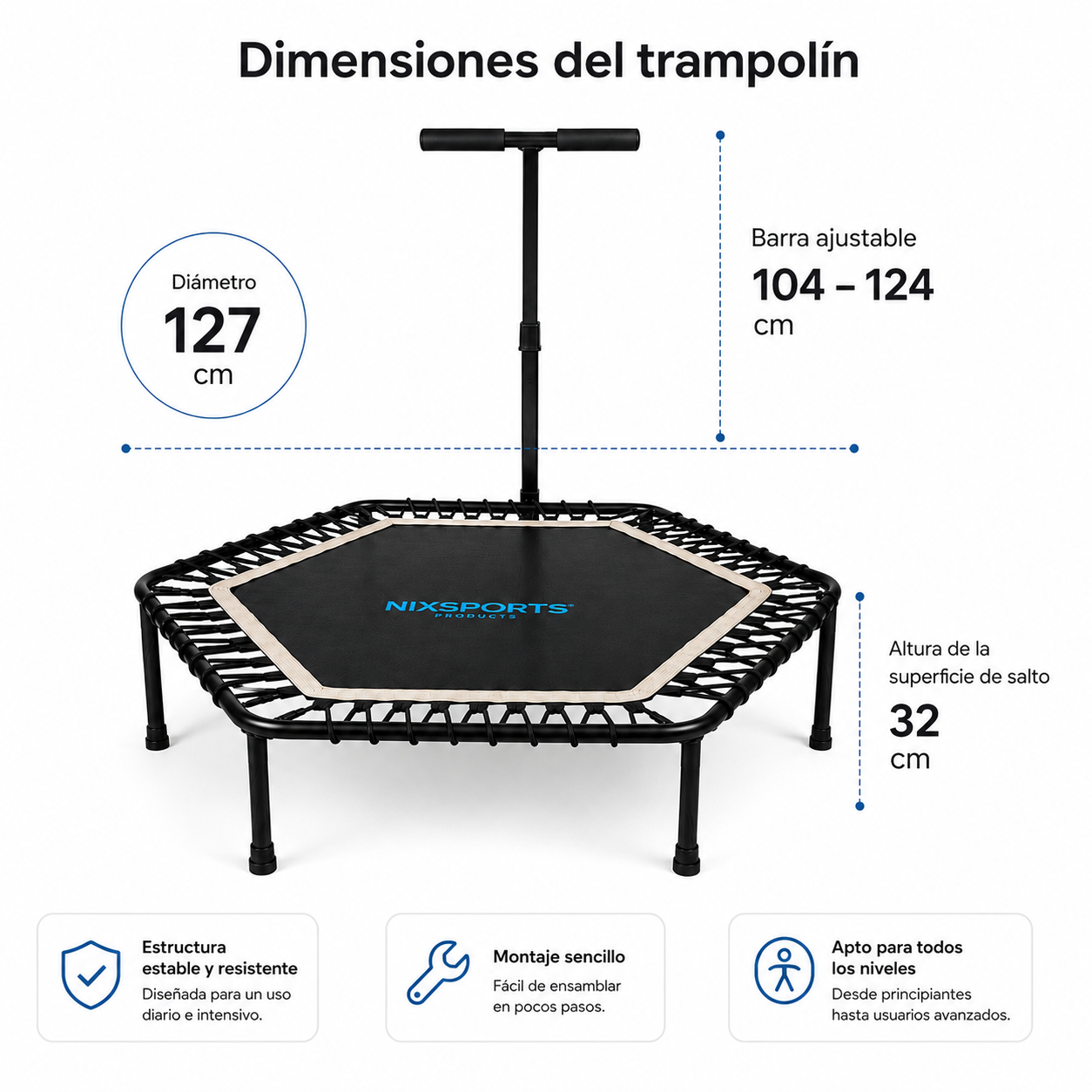Inklapbare fitnesstrampoline 3-in-1