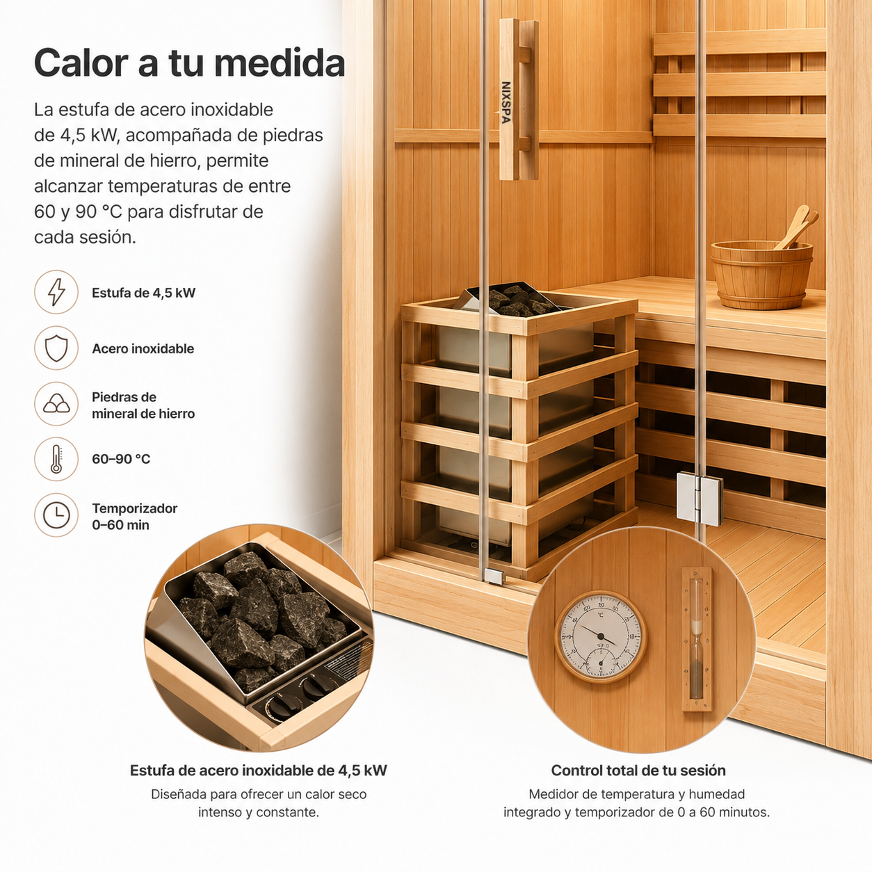 Sauna finlandese per 2 persone in legno Hemlock canadese