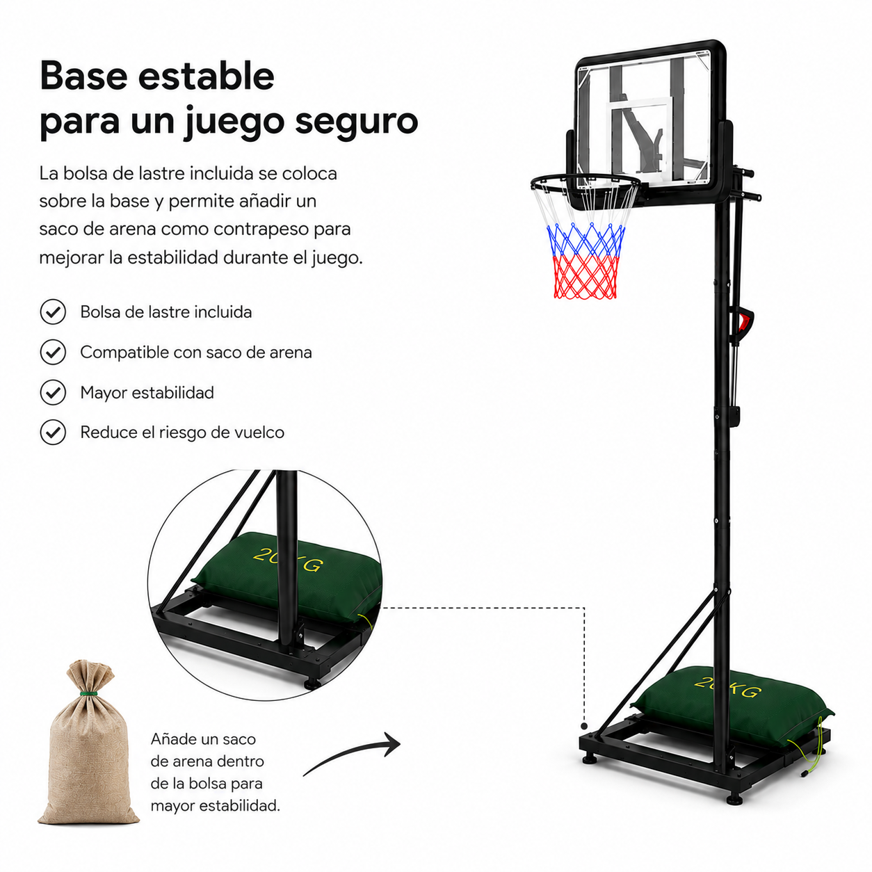 Canestro da Basket con Altezza Regolabile 2,45-3,05 m