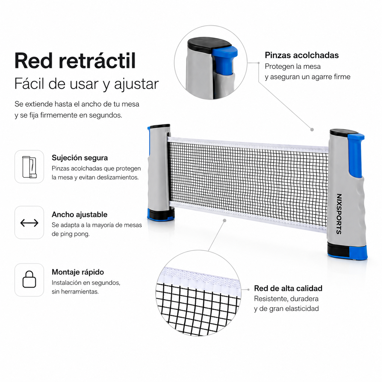 Set Ping Pong Portátil Con Red Retráctil, 2 Palas y Pelotas