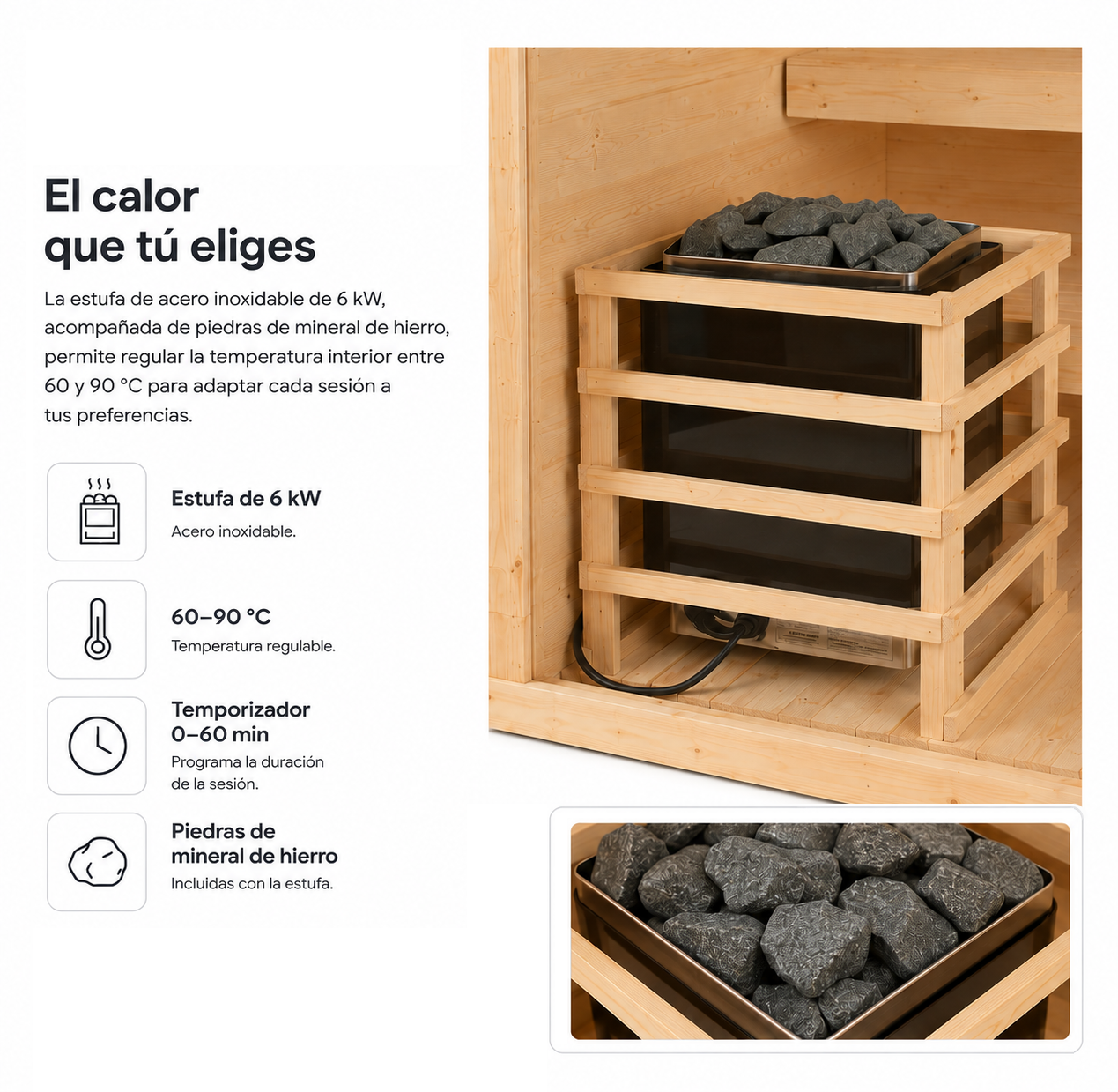 Sauna finlandese per casa 2-3 persone in legno di abete