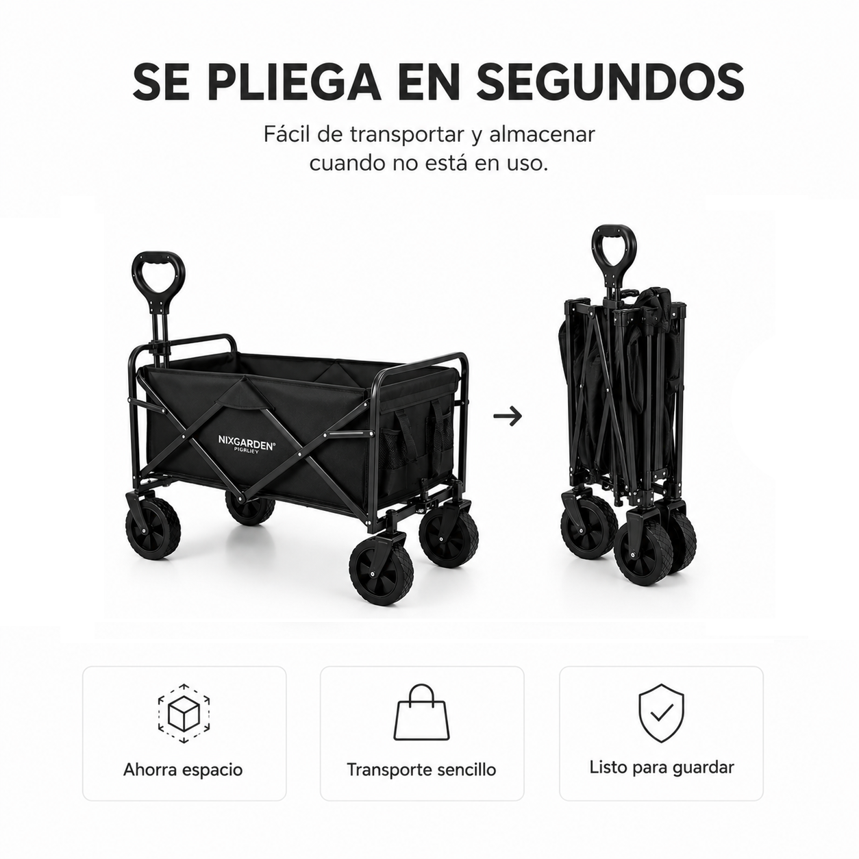 XXL opvouwbare all-terrain-kar 150 kg 91×51×64 cm Oxford 600D 100L voor strand, tuin en camping