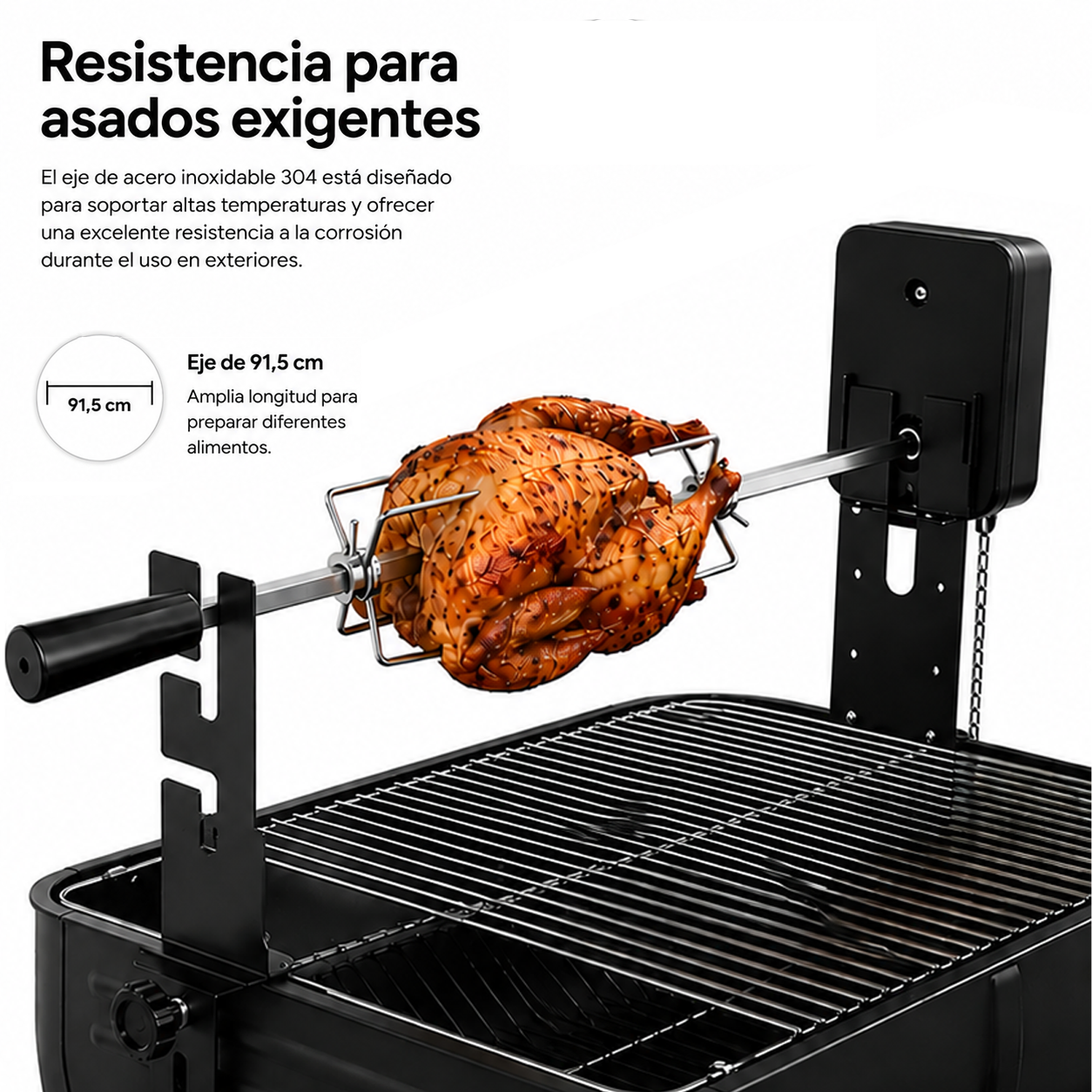 Kit Asador Giratorio Para Barbacoa Con Motor Y Eje Inoxidable