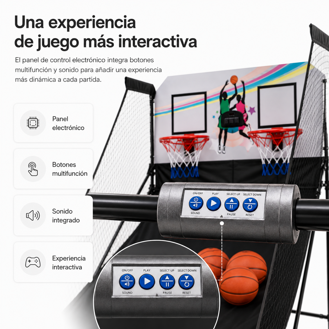 Canasta Doble Arcade Infantil Plegable con Marcador Electrónico