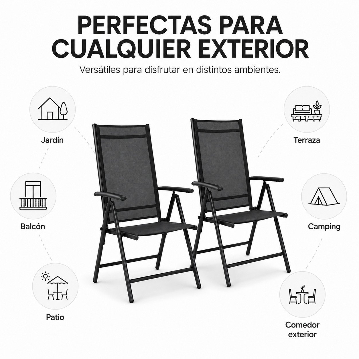 Sedie Pieghevoli Da Giardino Set Da 2 Alluminio Antracite Con Seduta Tessile