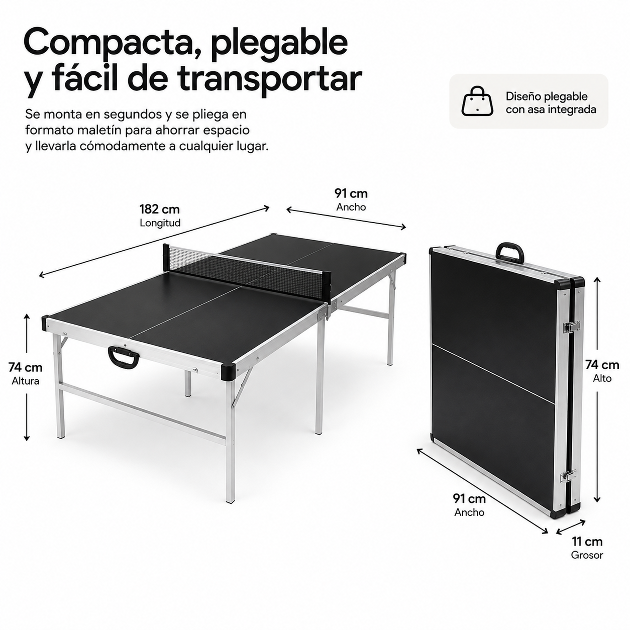 Mesa de Pingue-Pongue Dobrável com Rede 182x91 cm