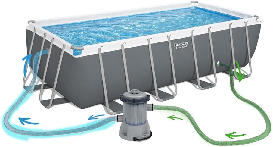 Bestway – Power Steel aufstellpool rechteckiger (404 × 201 × 100 cm)