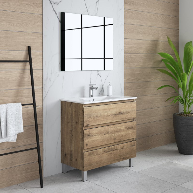 Aquore - Sevilla mueble de baño a suelo 3 cajones roble ostippo