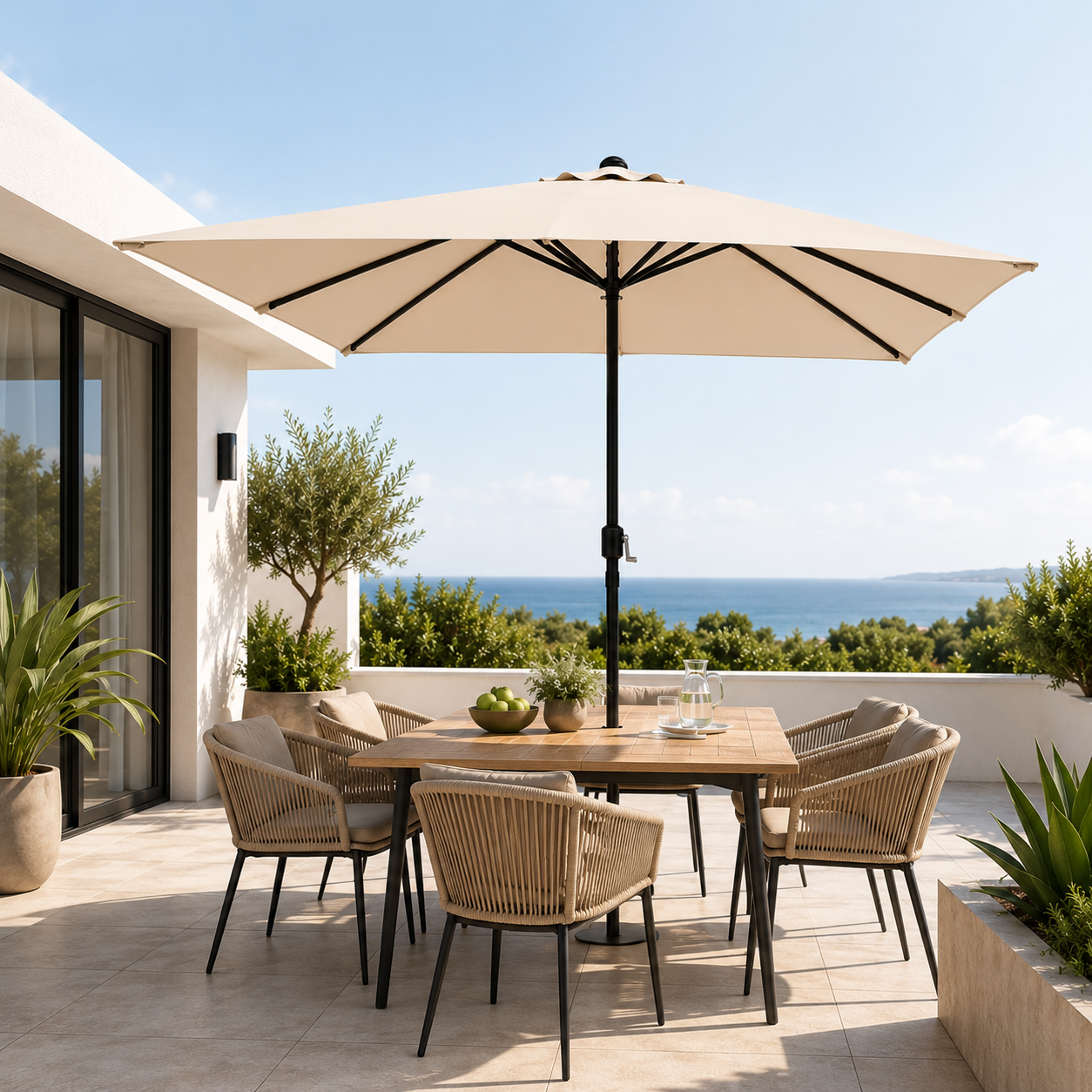 Ombrellone da Giardino 3 Metri Regolabile con Manovella e Protezione UV
