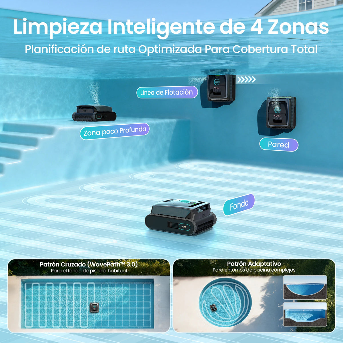 Aiper Scuba S3 Robot Limpiafondos de piscina de batería sin cable